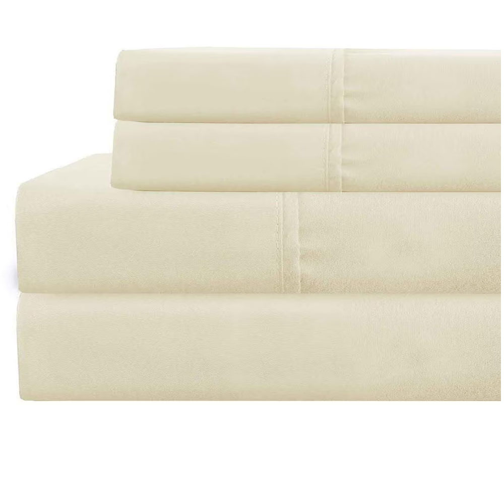Juego De Sabanas Tacto Algodón Suaves Y Duraderas Marfil Matrimonial Kyuden Home