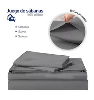 Foto 2 | Juego De Sabanas King Size 100% Poliéster Microfibra 4 Pzas Color Gris Obscuro T