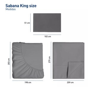 Foto 3 | Juego De Sabanas King Size 100% Poliéster Microfibra 4 Pzas Color Gris Obscuro T