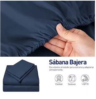 Foto 3 | Juego De Sabanas Queen Size 100% Poliéster Microfibra 4 Pzs Color Azul Obscuro T