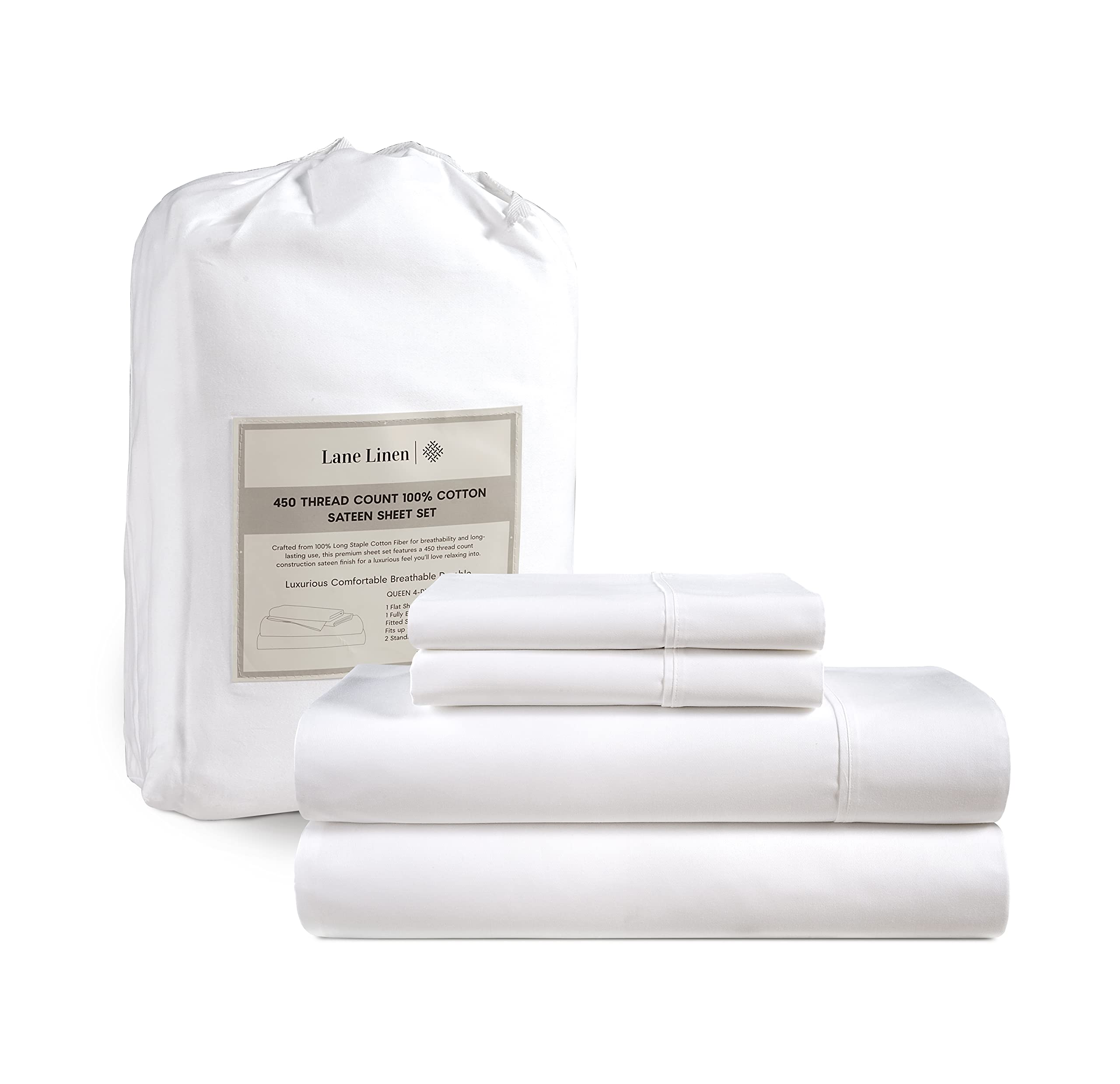 Juego De Sábanas Lane Linen, Tamaño King, 450 Hilos, 100% Algodón - Venta Internacional.
