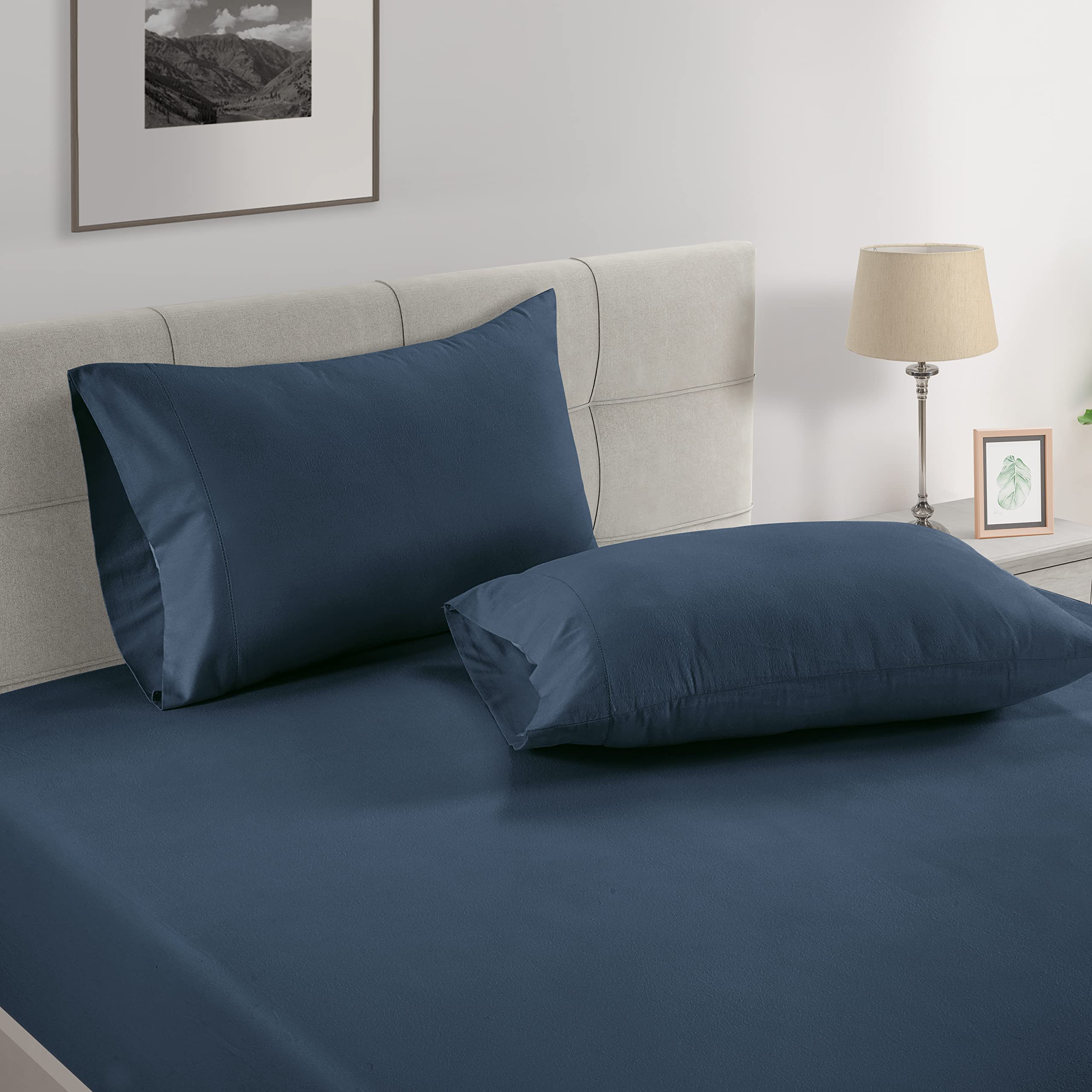 Foto 4 pulgar | Sábana Bajera Lane Linen King Size, 100% Algodón Orgánico, Azul Marino - Venta Internacional.