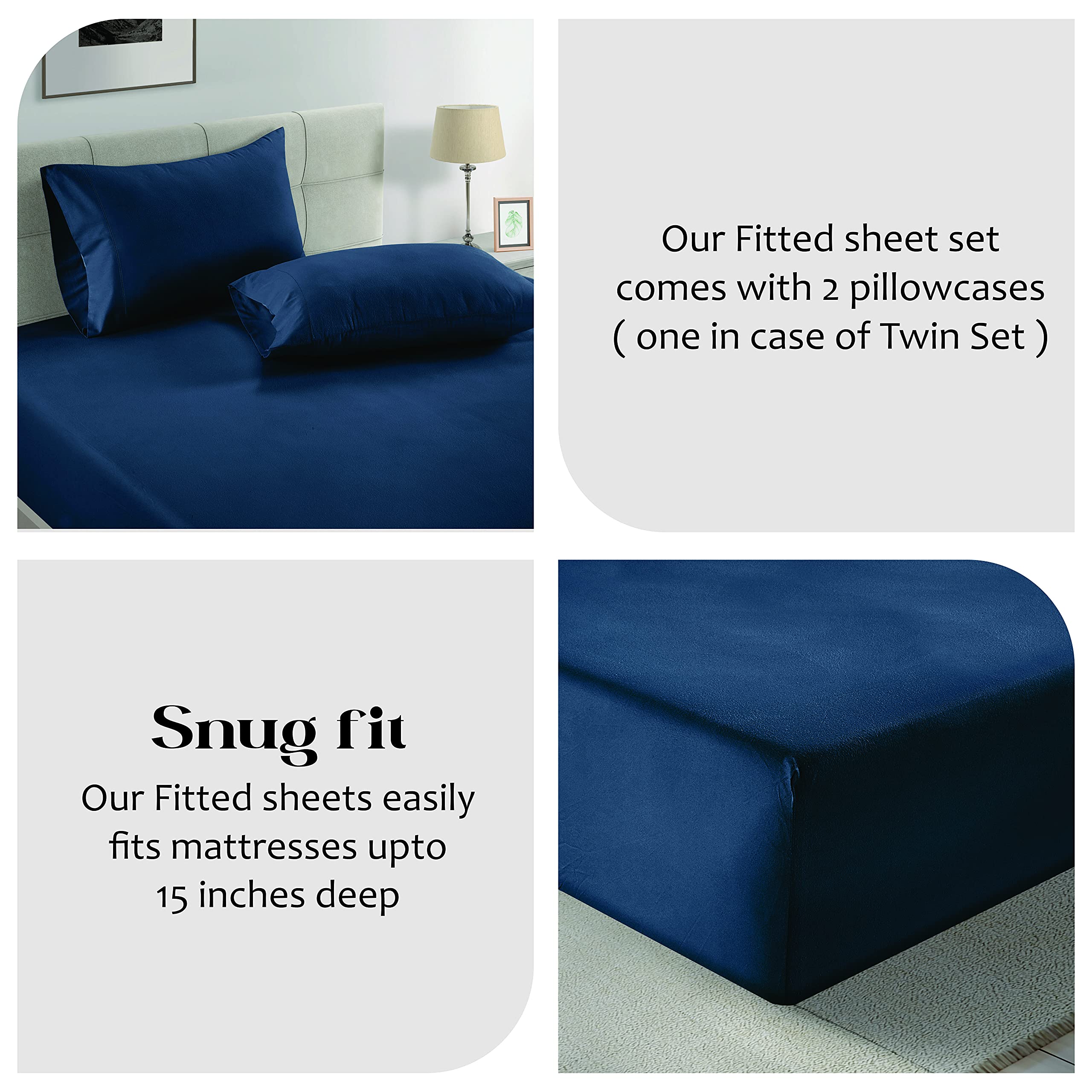 Foto 6 | Sábana Bajera Lane Linen King Size, 100% Algodón Orgánico, Azul Marino - Venta Internacional.