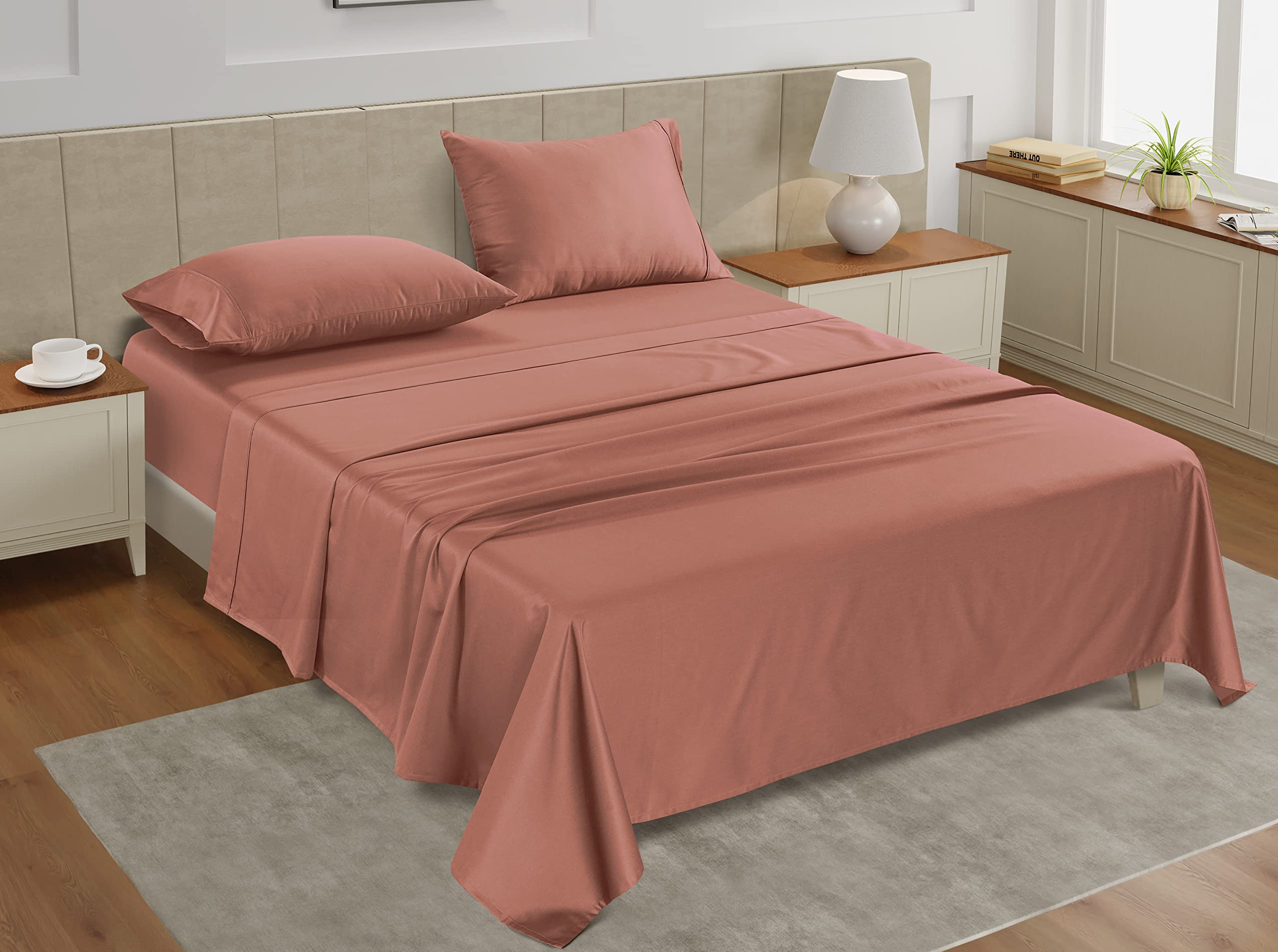 Foto 2 | Juego De Sábanas Lane Linen, Tamaño Completo, 100% Algodón, 450 Hilos, Color Rosa - Venta Internacional.