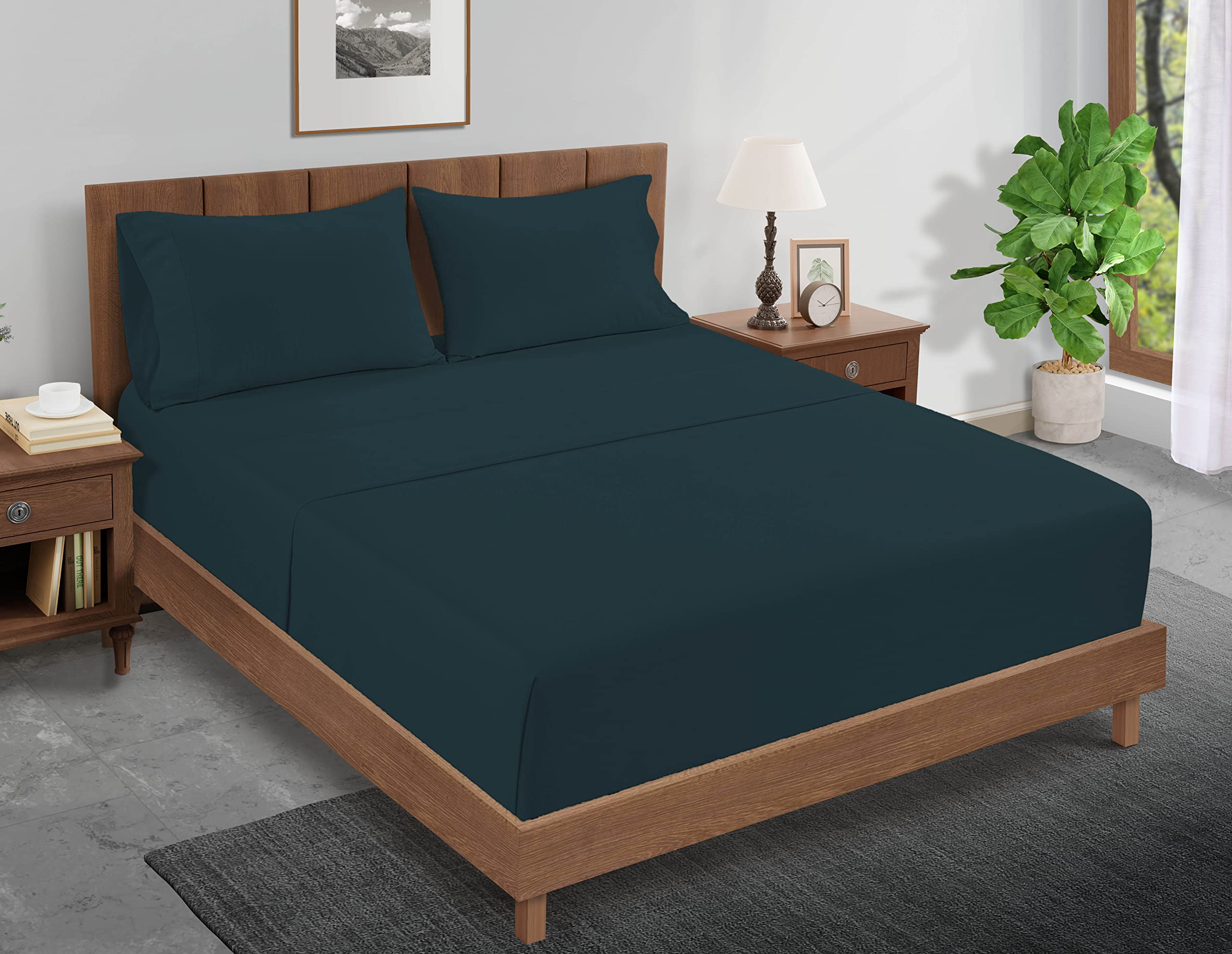 Foto 2 | Sábana Bajera Lane Linen Tamaño King, 100% Algodón Orgánico, Color Azul - Venta Internacional.