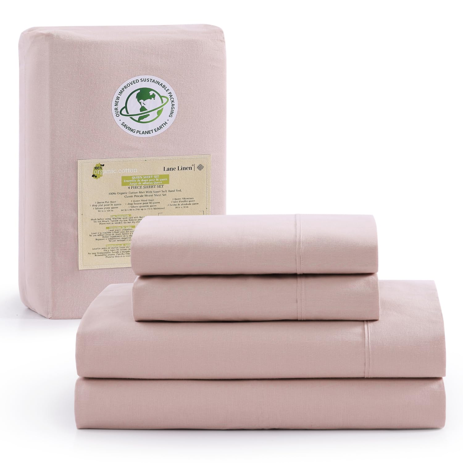 Juego De Sábanas Lane Linen 100% Algodón Orgánico Rv Tamaño Queen - Venta Internacional.