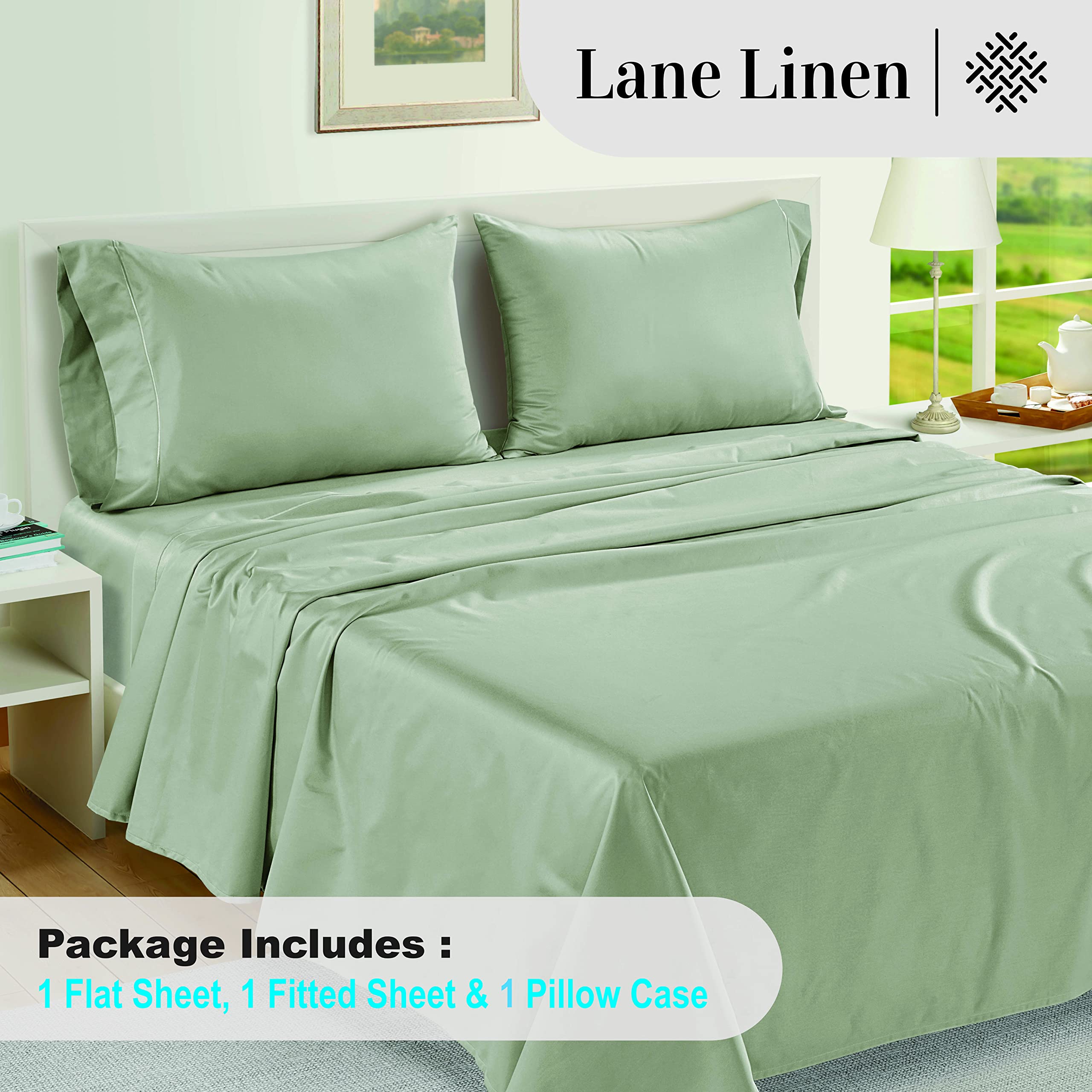 Foto 4 | Juego De Sábanas Lane Linen, 100% Algodón Egipcio, 1000 Hilos - Venta Internacional.
