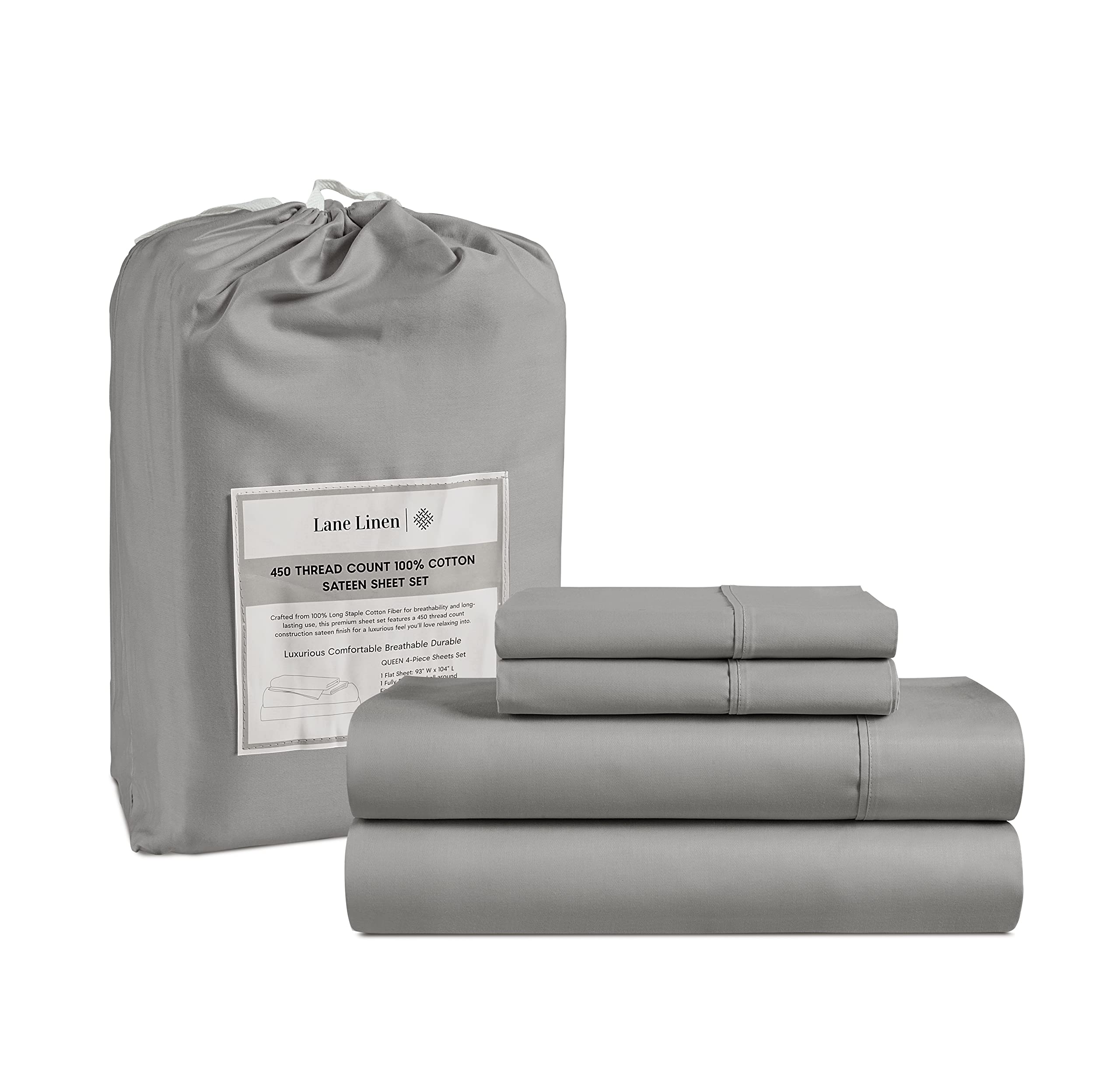 Juego De Sábanas Lane Linen, Tamaño King, 450 Hilos, 100% Algodón Paloma - Venta Internacional.