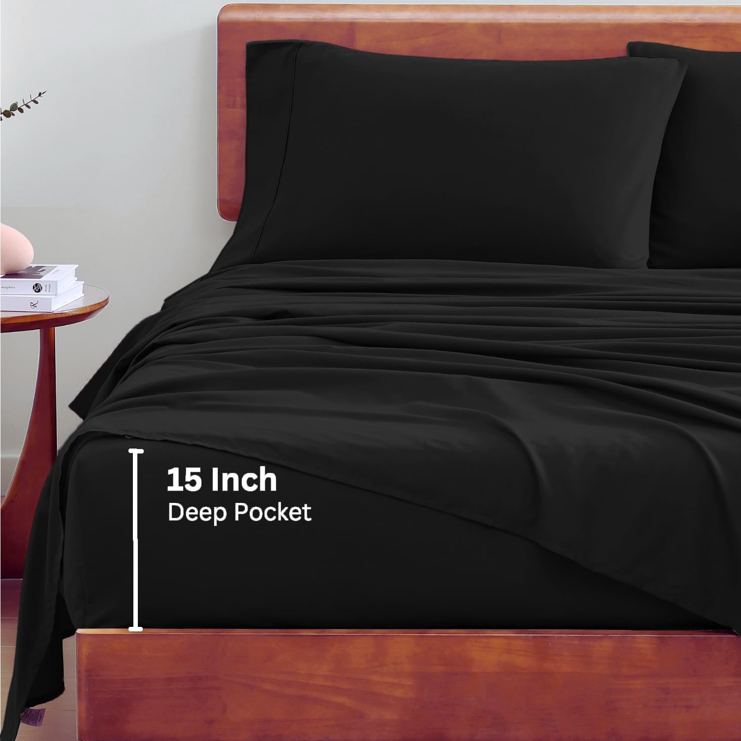 Foto 5 | Juego De Sábanas Lane Linen, 100% Algodón Orgánico, Tamaño Completo, Negro - Venta Internacional.