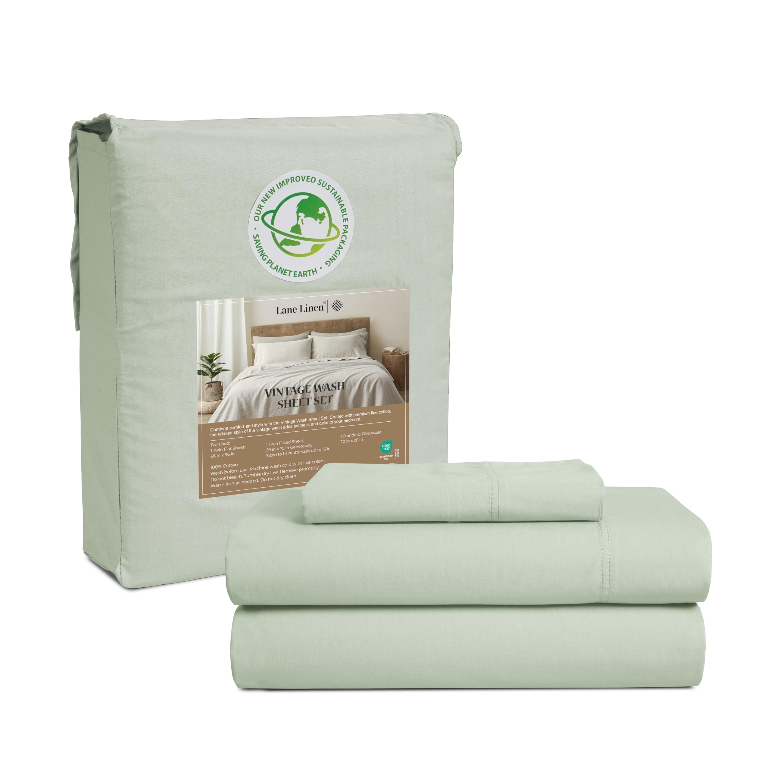 Sábanas Lane Linen Prelavadas, Tamaño Doble, 100% Algodón - Venta Internacional.