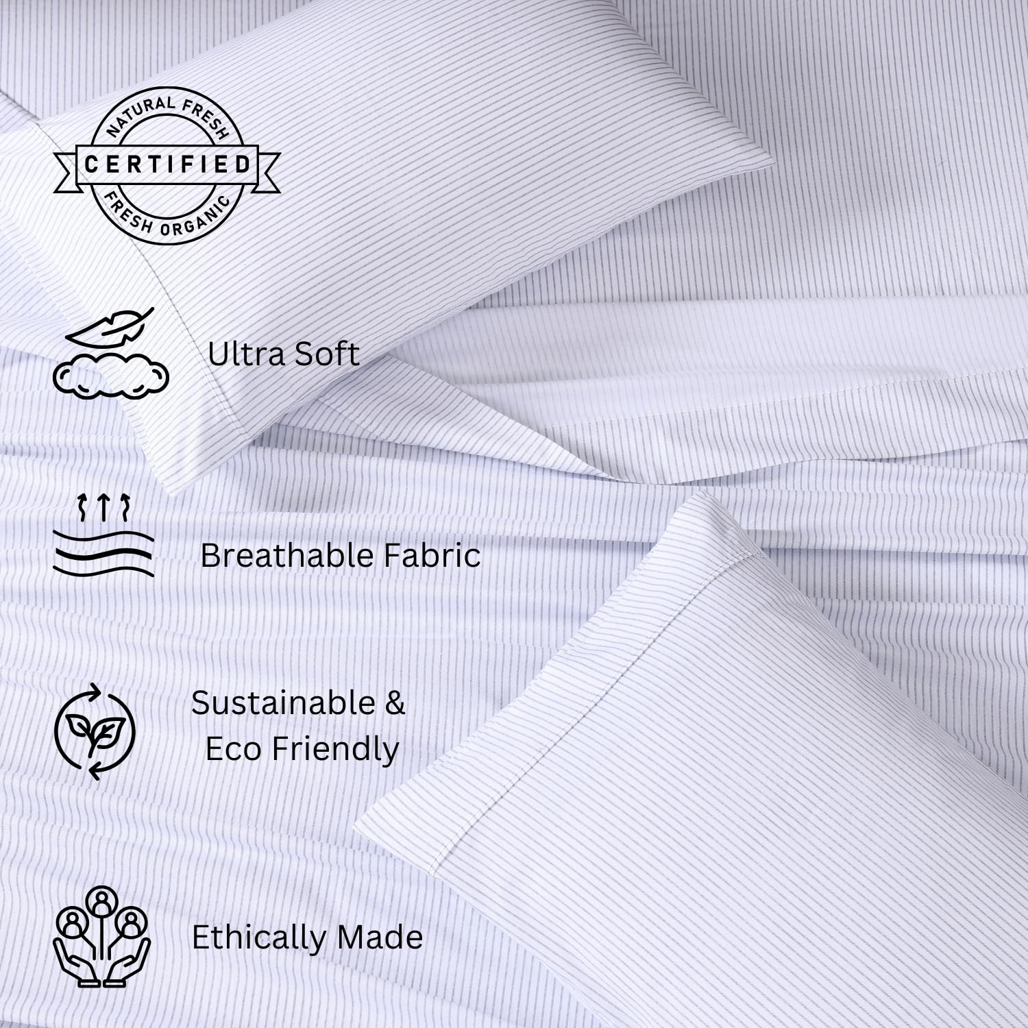 Foto 4 | Juego De Sábanas Lane Linen 100% Algodón Orgánico, Talla Doble - Venta Internacional.