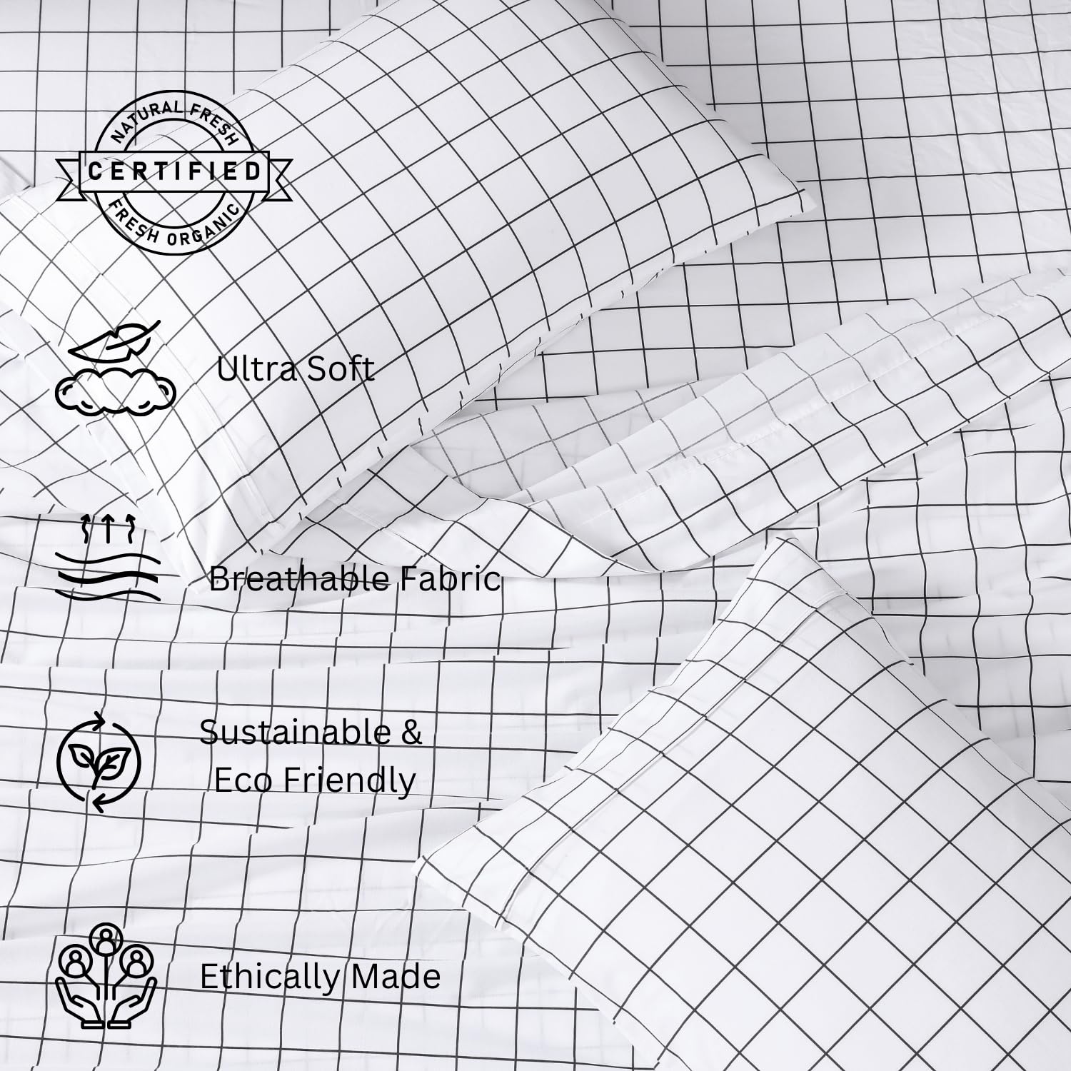 Foto 5 pulgar | Juego De Sábanas Lane Linen, 100% Algodón Orgánico, Tamaño King, 4 Unidades - Venta Internacional.