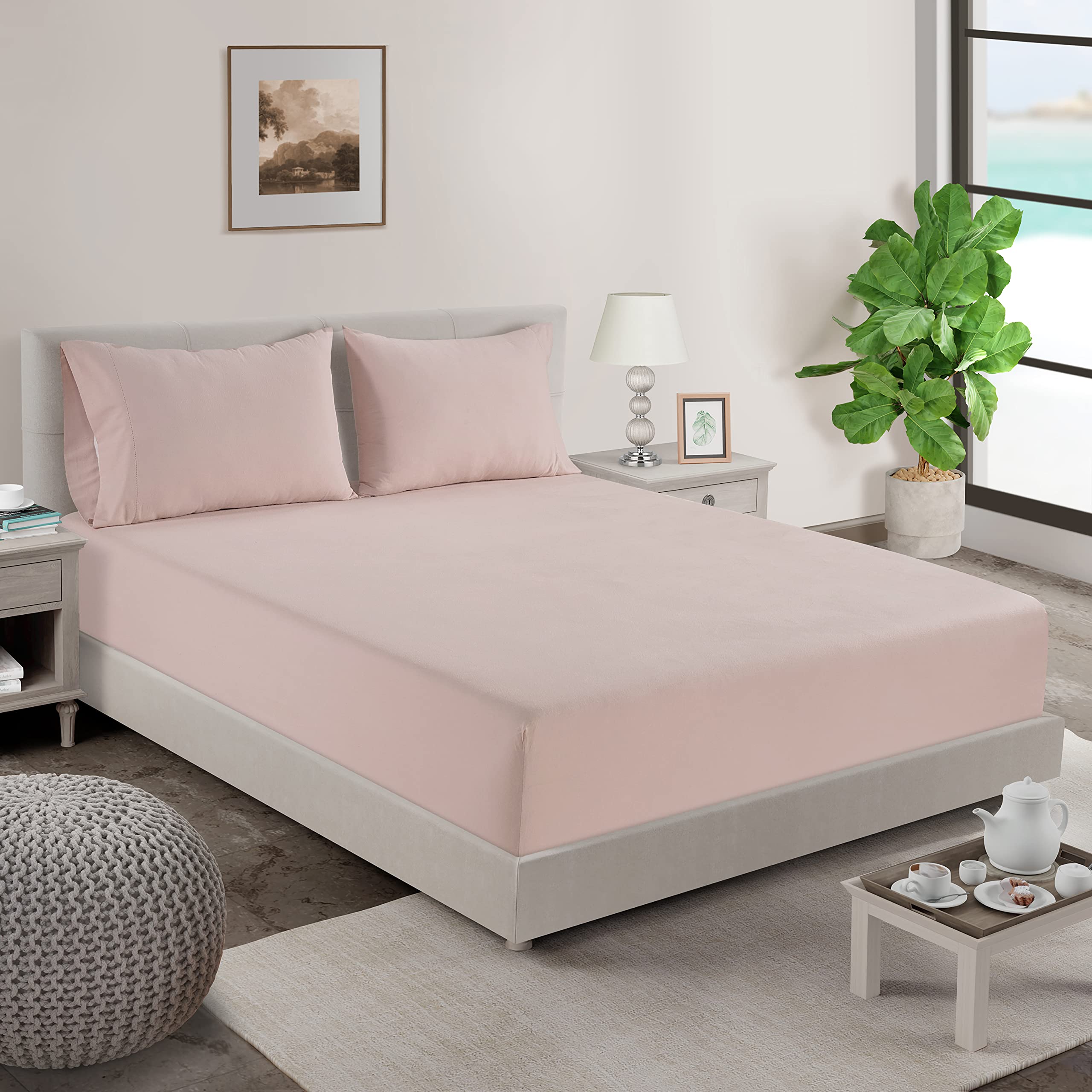 Foto 2 | Sábana Bajera Lane Linen Tamaño King, 100% Algodón Orgánico, Color Sepia Rosa - Venta Internacional.