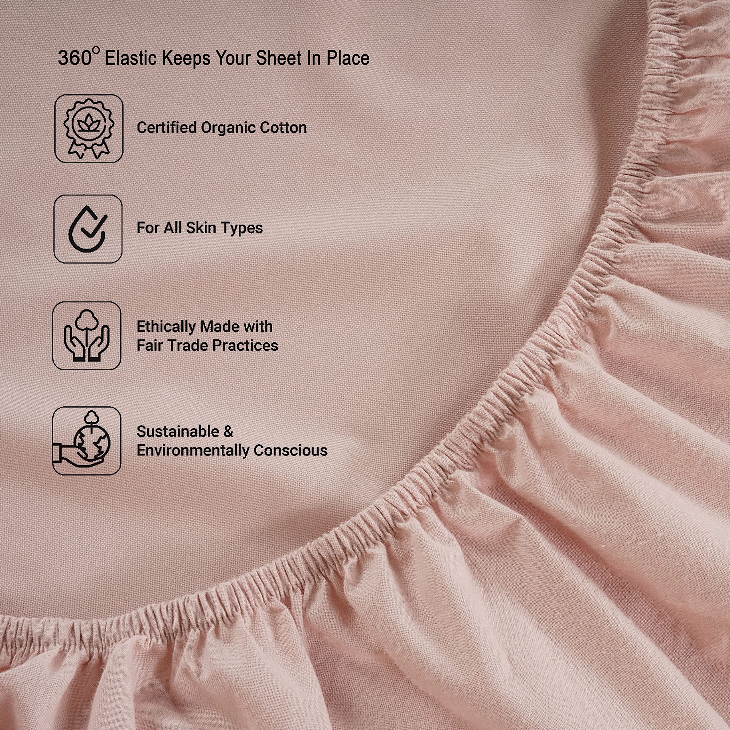 Foto 5 | Sábana Bajera Lane Linen Tamaño King, 100% Algodón Orgánico, Color Sepia Rosa - Venta Internacional.