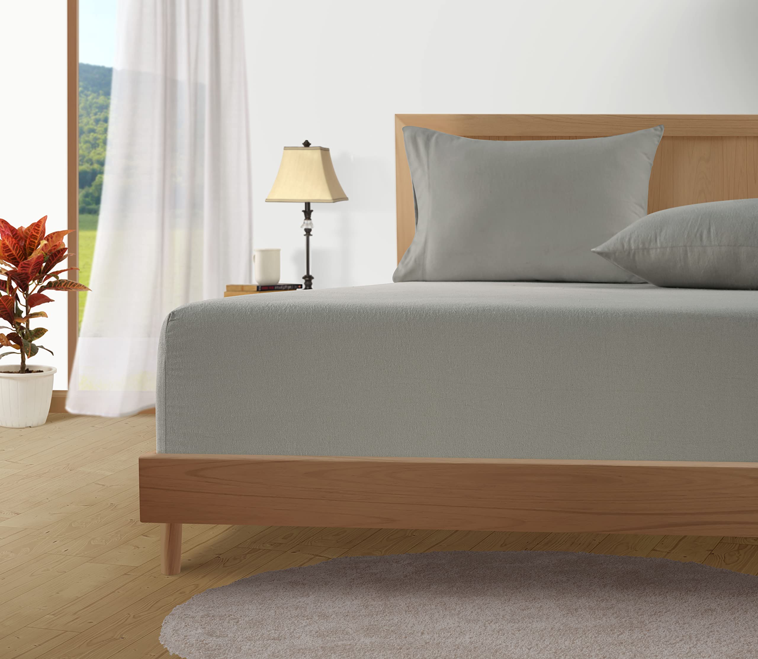 Foto 3 | Juego De Sábanas De Franela Lane Linen, 100% Algodón, Color Plateado - Venta Internacional.
