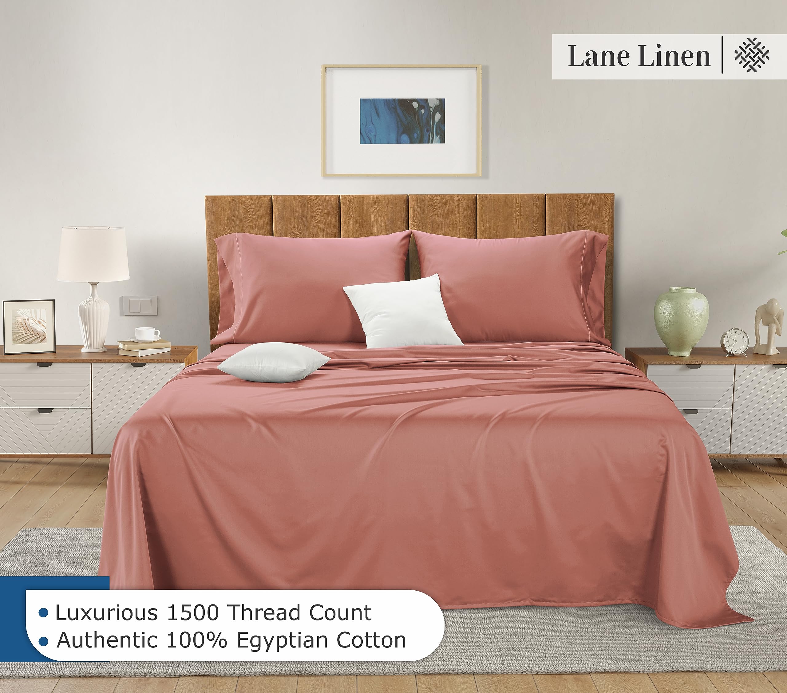 Foto 2 | Juego De Sábanas Lane Linen, 100% Algodón Egipcio, 1500 Hilos, Cal King - Venta Internacional.