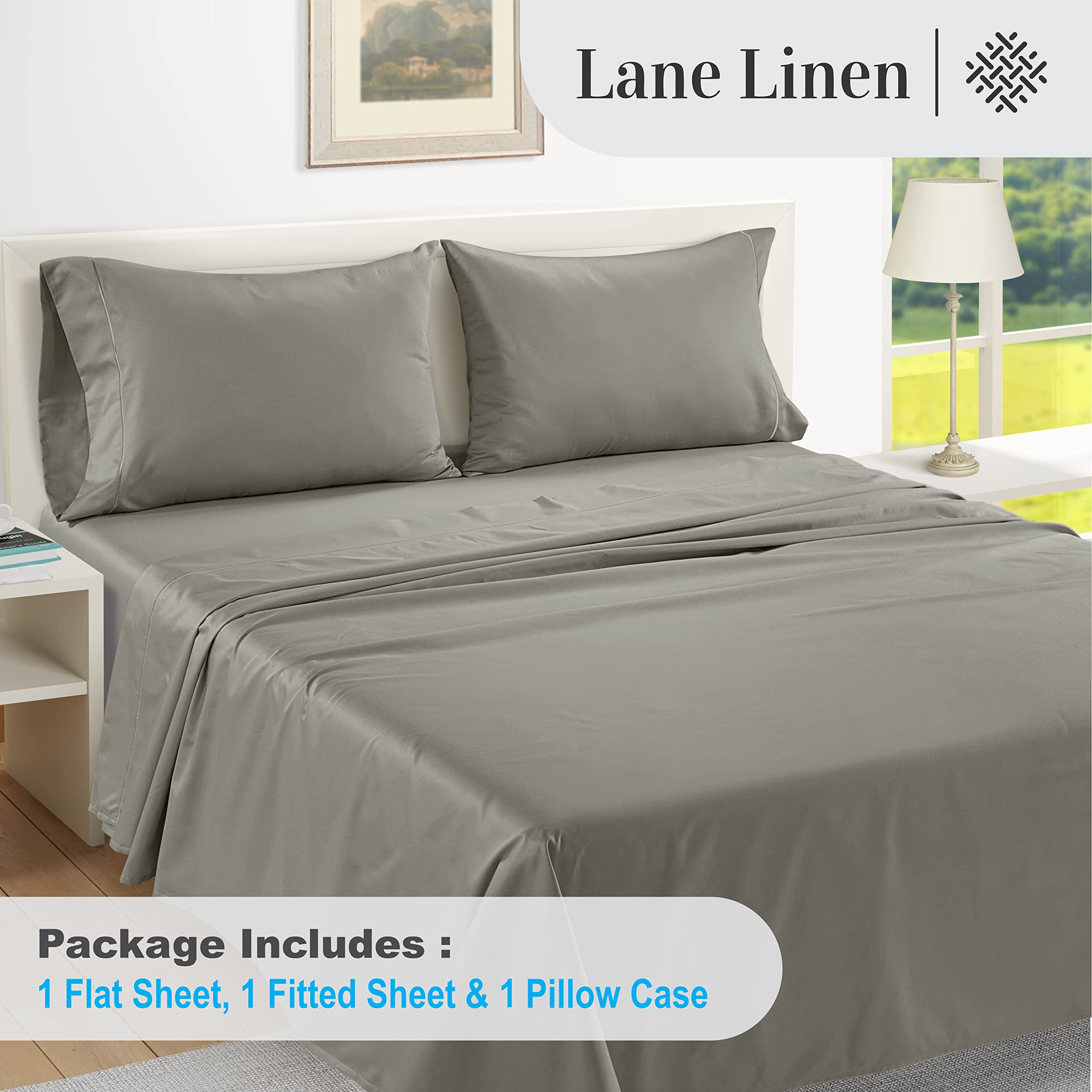 Foto 4 | Juego De Sábanas Lane Linen, 100% Algodón Egipcio, Doble, 1000 Unidades - Venta Internacional.