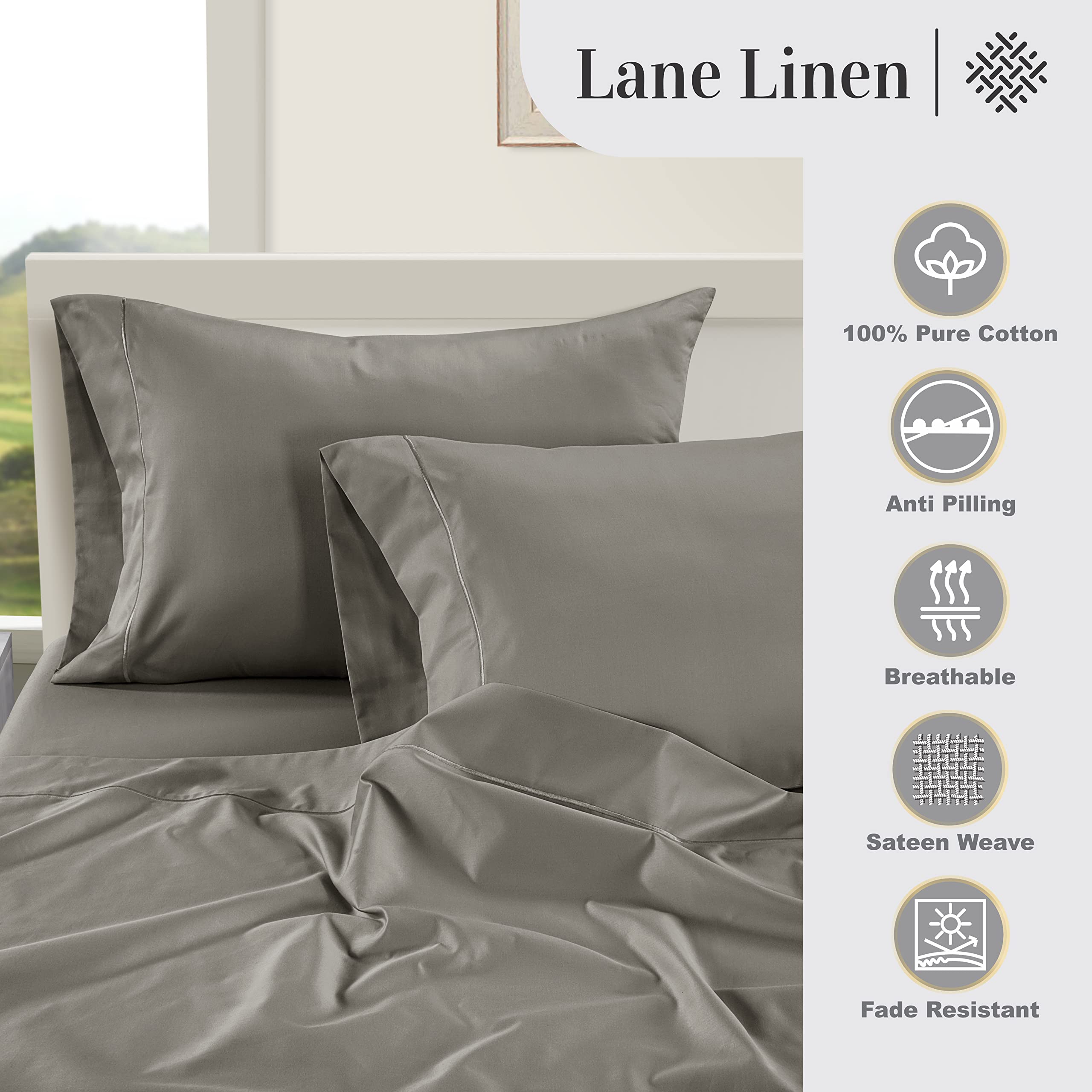 Foto 5 | Juego De Sábanas Lane Linen, 100% Algodón Egipcio, Doble, 1000 Unidades - Venta Internacional.