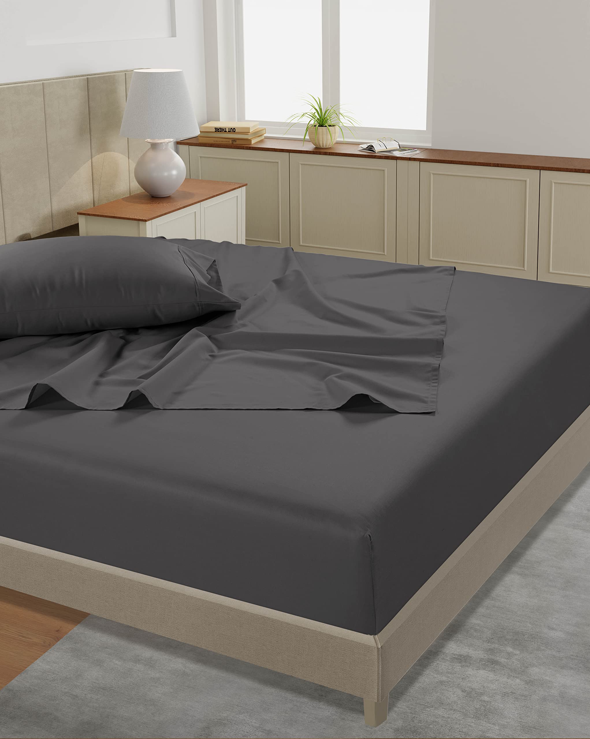 Foto 4 | Juego De Sábanas Lane Linen, 100% Algodón, 450 Hilos, Tamaño King (4 Unidades), Color Gris - Venta Internacional.