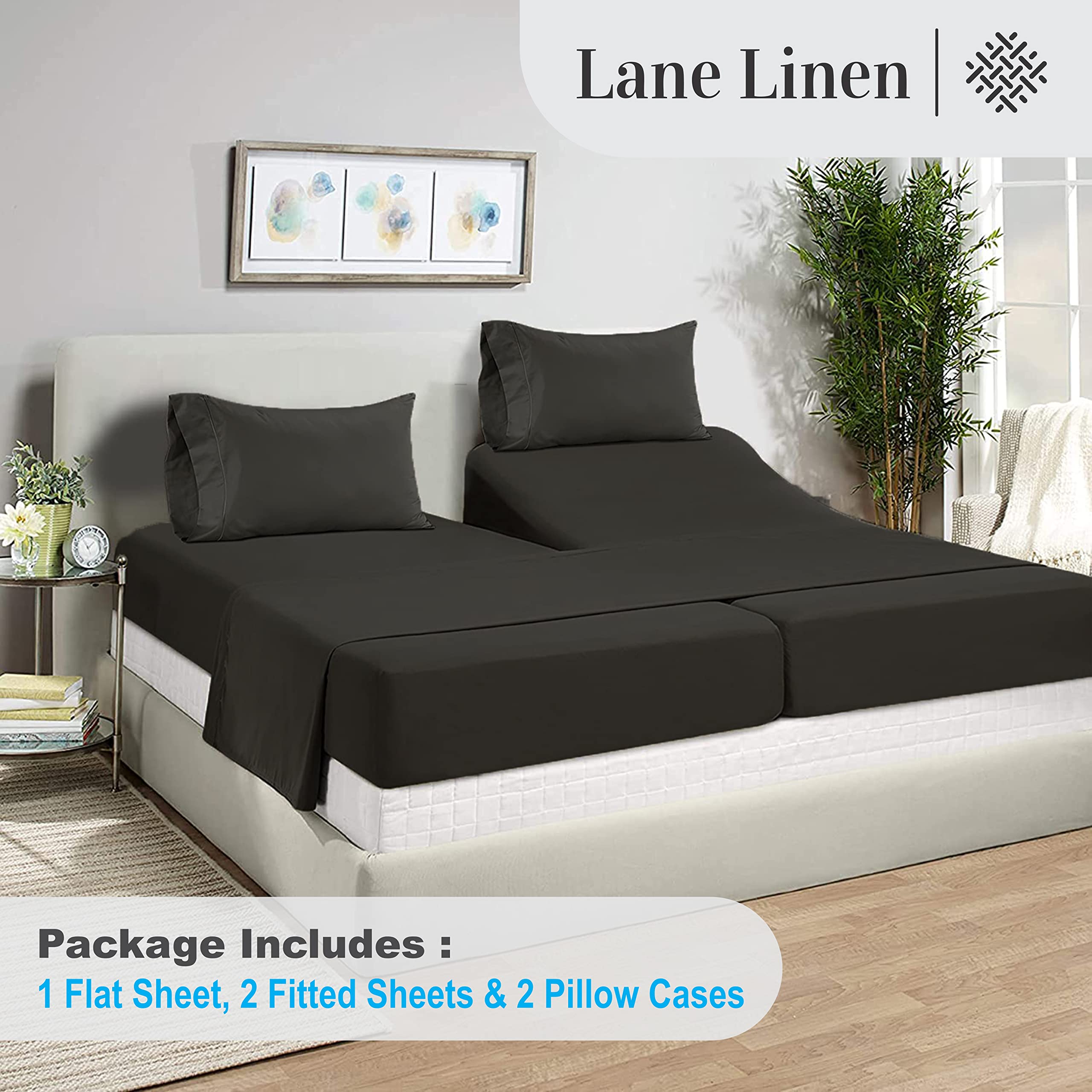 Foto 4 | Juego De Sábanas Lane Linen Split King 1000 Hilos, 100% Algodón Egipcio - Venta Internacional.