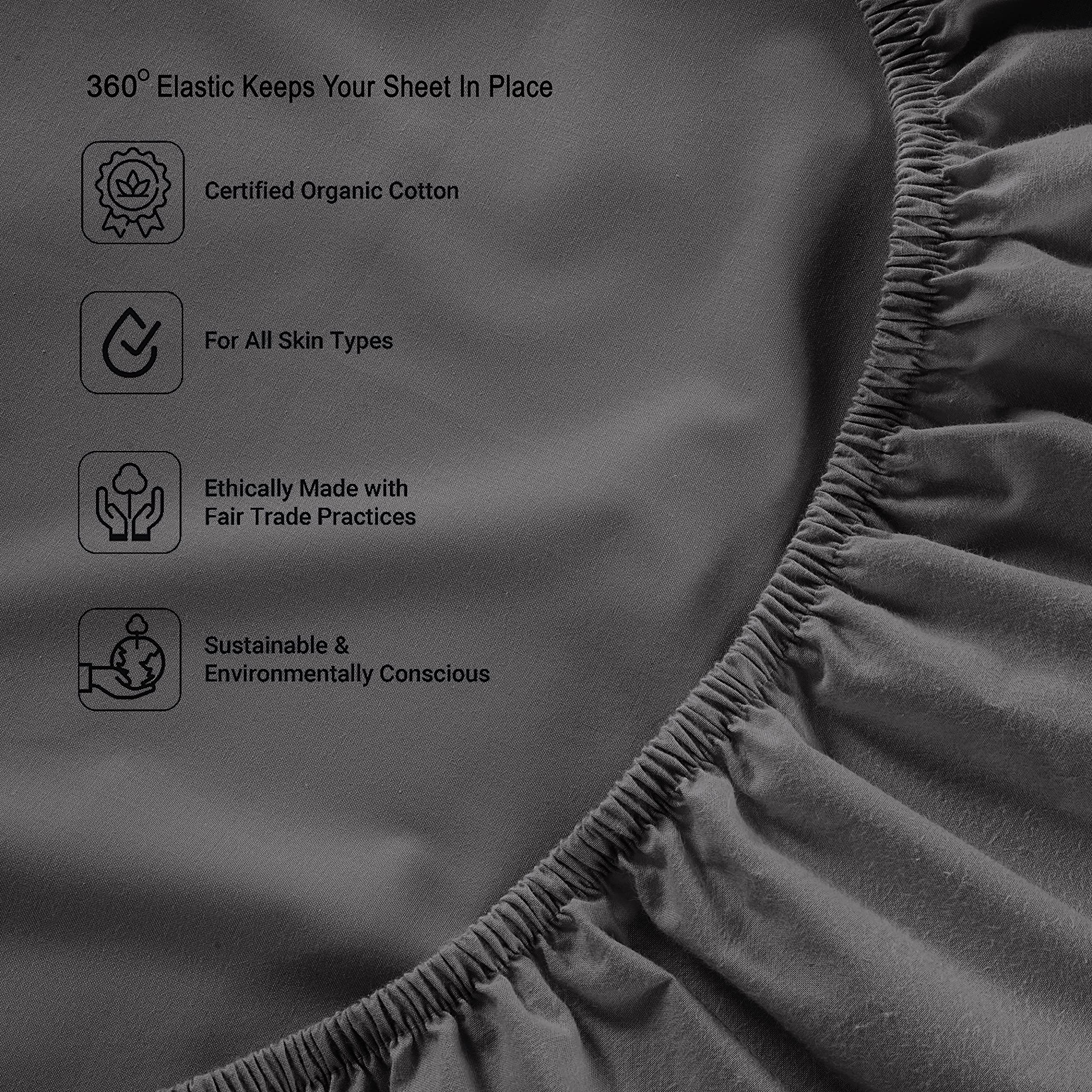 Foto 5 | Sábana Bajera Lane Linen, Tamaño King, 100% Algodón Orgánico, Color Carbón - Venta Internacional.