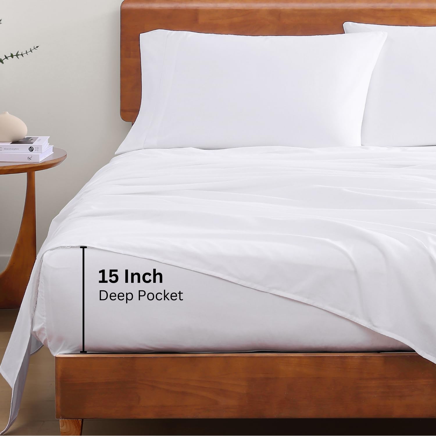 Foto 5 | Juego De Sábanas Lane Linen, 100% Algodón Orgánico, Tamaño Completo, Blanco - Venta Internacional.