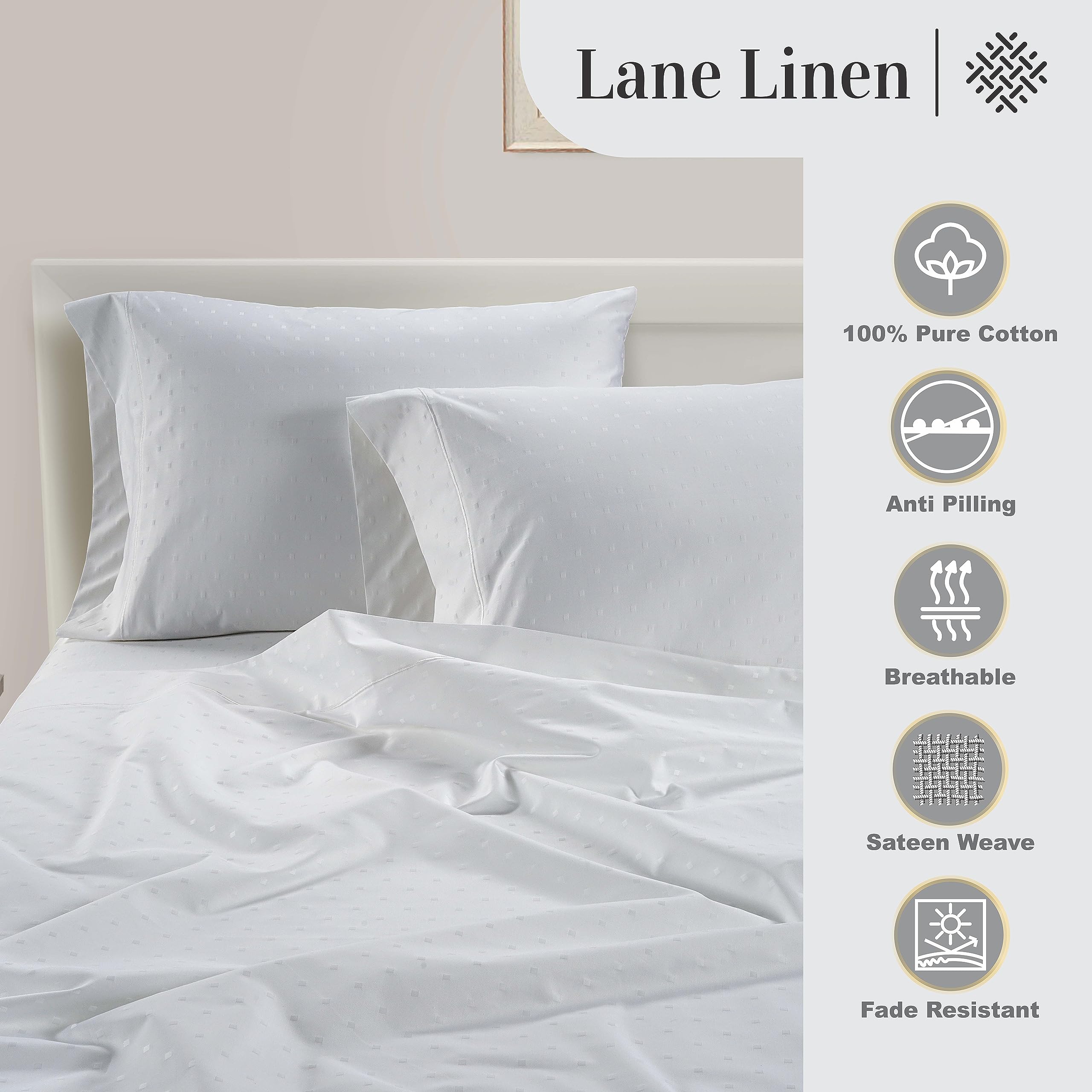 Foto 5 | Juego De Sábanas Lane Linen 100% Algodón Egipcio 1000 Hilos Queen - Venta Internacional.