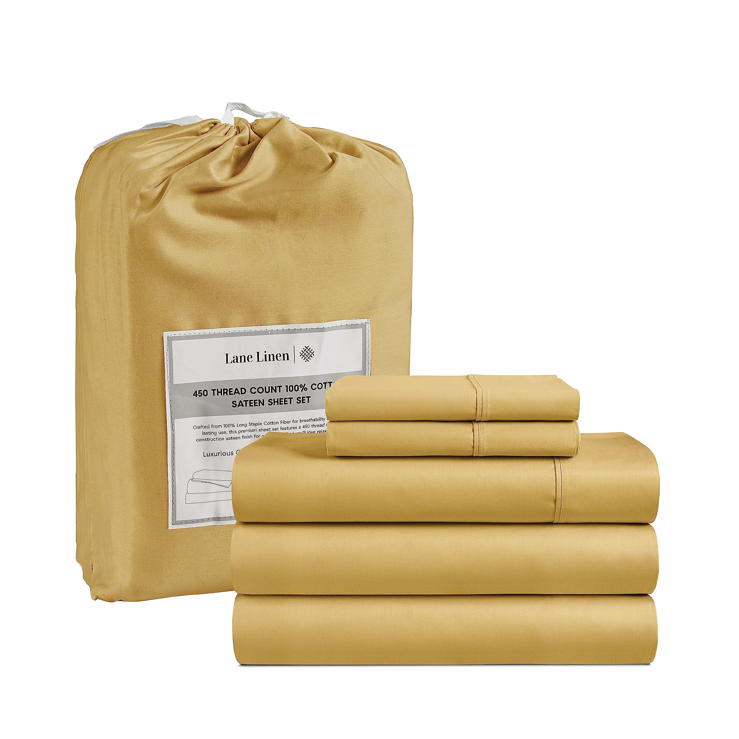 Juego De Sábanas Lane Linen Split King, 100% Algodón, 450 Hilos, 5 Unidades - Venta Internacional.