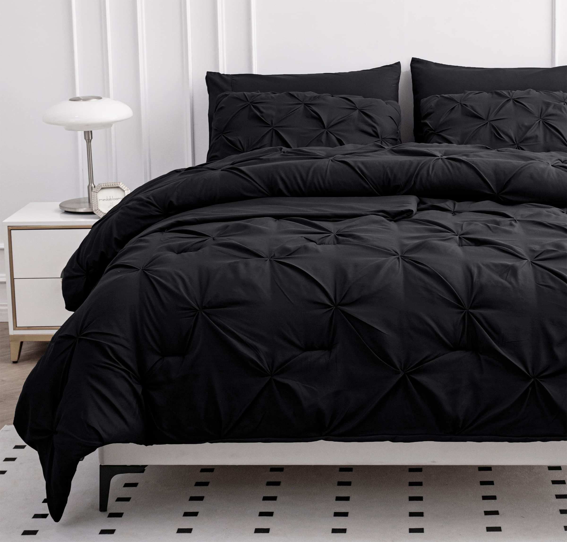 Foto 2 | Juego De Edredón Lane Linen, Tamaño Queen, 7 Piezas Con Sábanas, Color Negro - Venta Internacional.