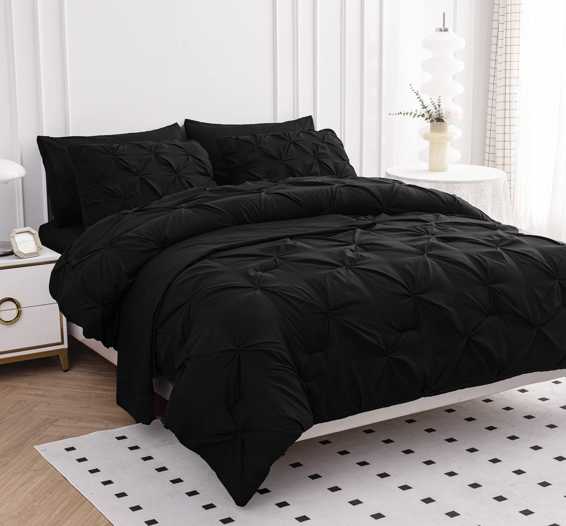 Foto 4 pulgar | Juego De Edredón Lane Linen, Tamaño Queen, 7 Piezas Con Sábanas, Color Negro - Venta Internacional.