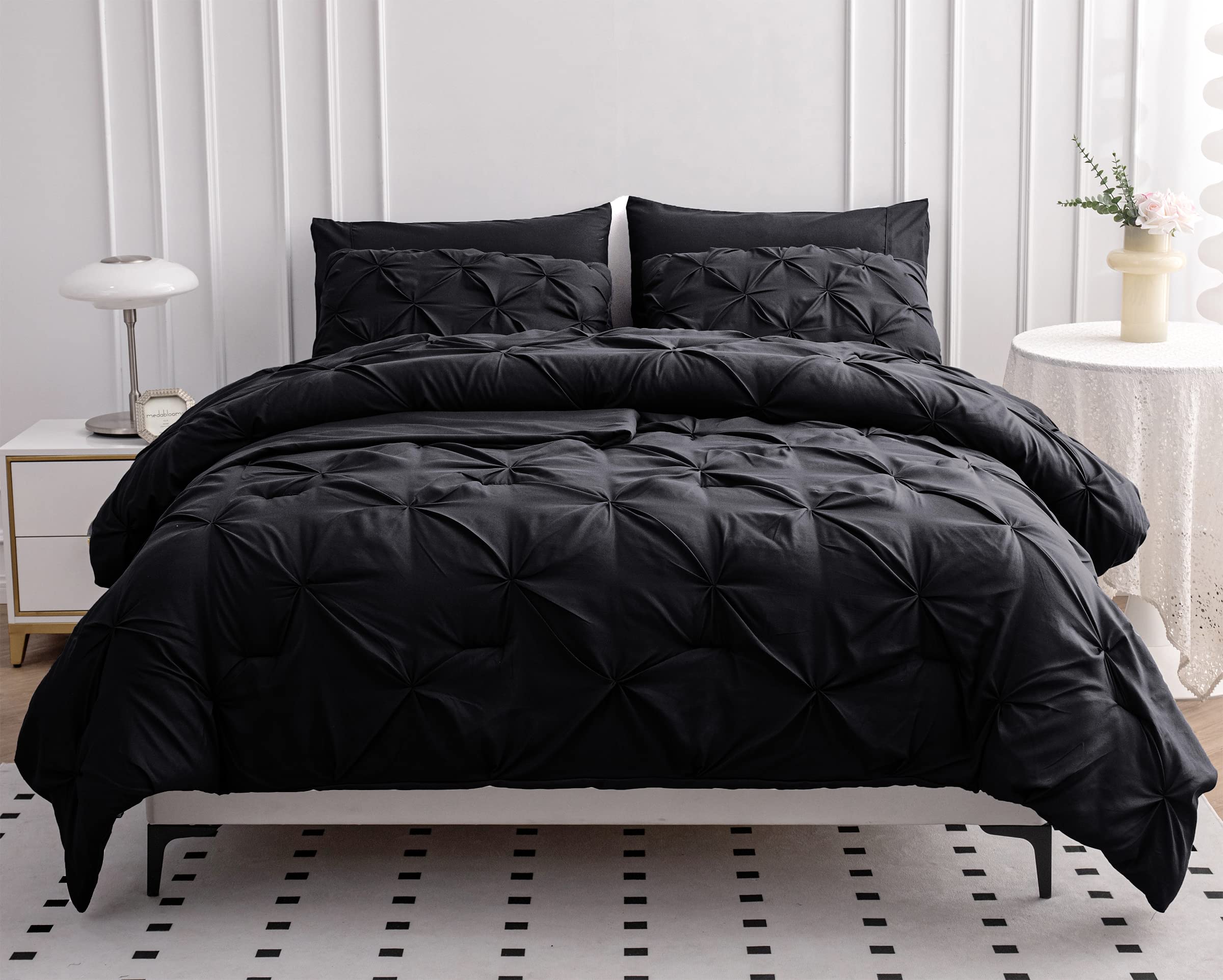 Foto 5 pulgar | Juego De Edredón Lane Linen, Tamaño Queen, 7 Piezas Con Sábanas, Color Negro - Venta Internacional.
