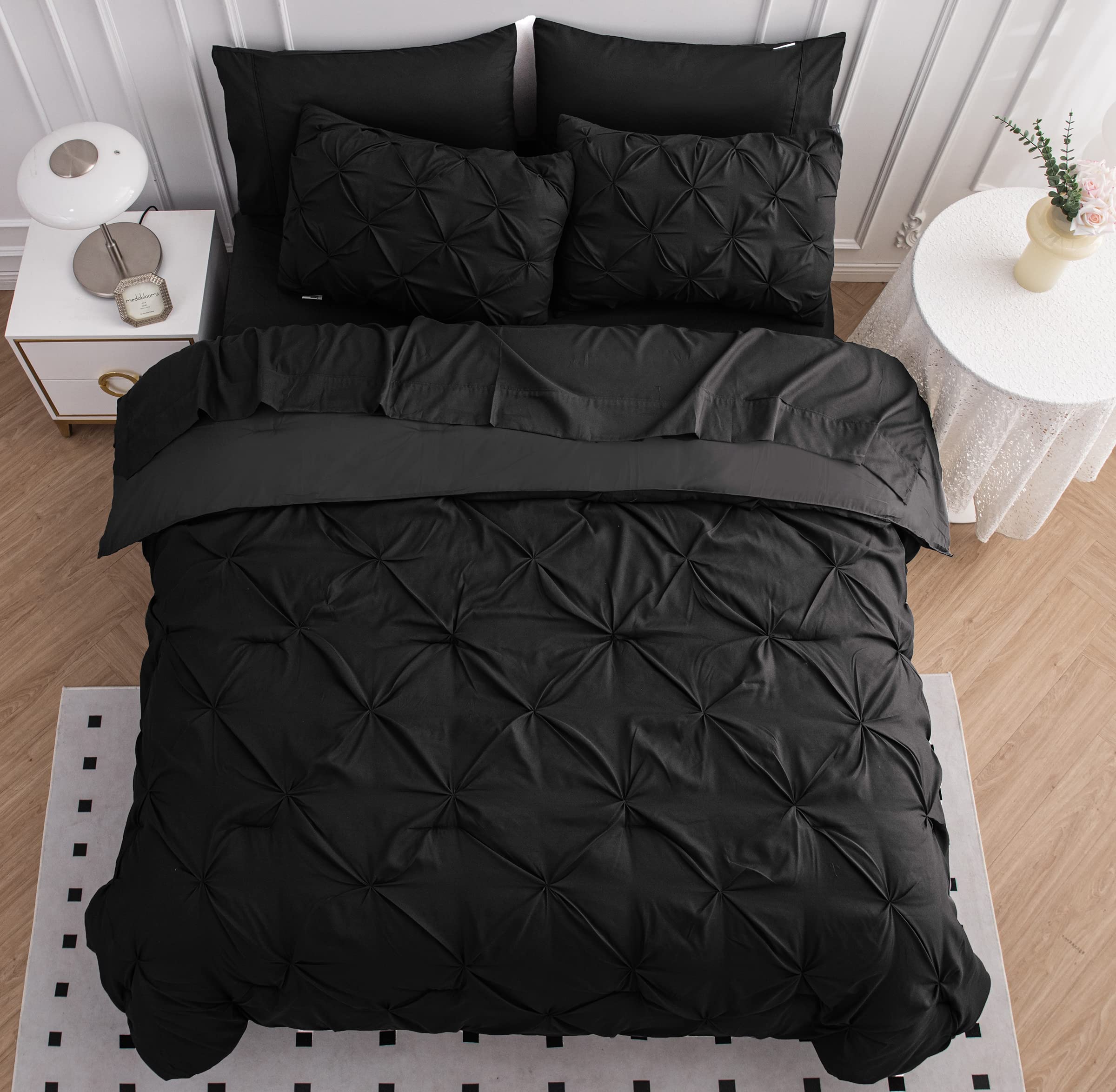 Foto 5 | Juego De Edredón Lane Linen, Tamaño Queen, 7 Piezas Con Sábanas, Color Negro - Venta Internacional.