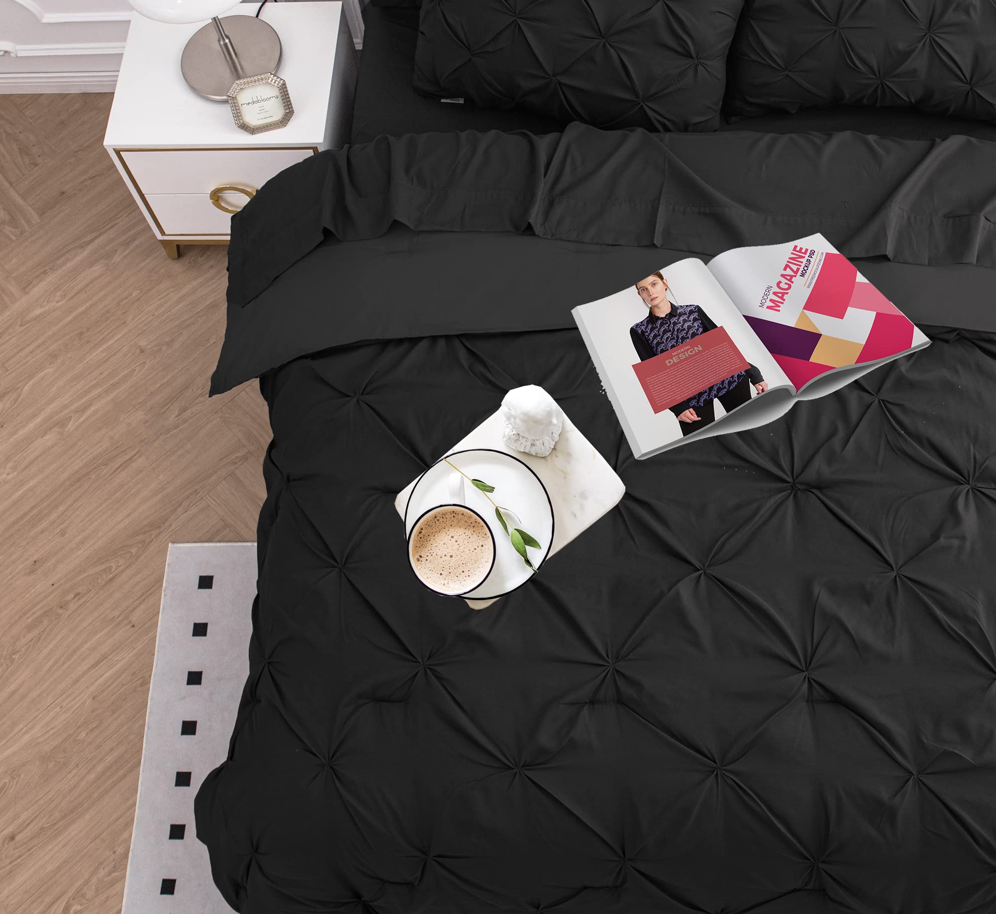 Foto 6 | Juego De Edredón Lane Linen, Tamaño Queen, 7 Piezas Con Sábanas, Color Negro - Venta Internacional.