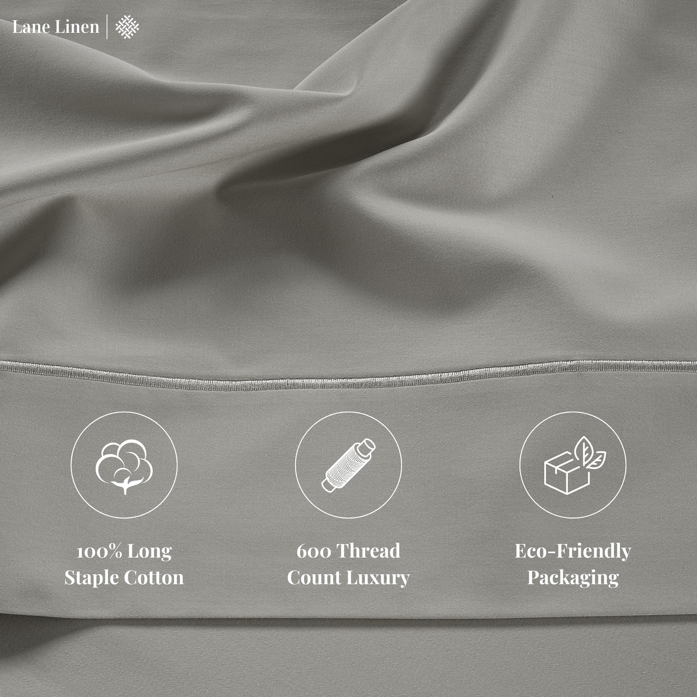 Foto 5 | Juego De Sábanas Lane Linen, Tamaño King, 600 Hilos, 100% Algodón Plateado - Venta Internacional.