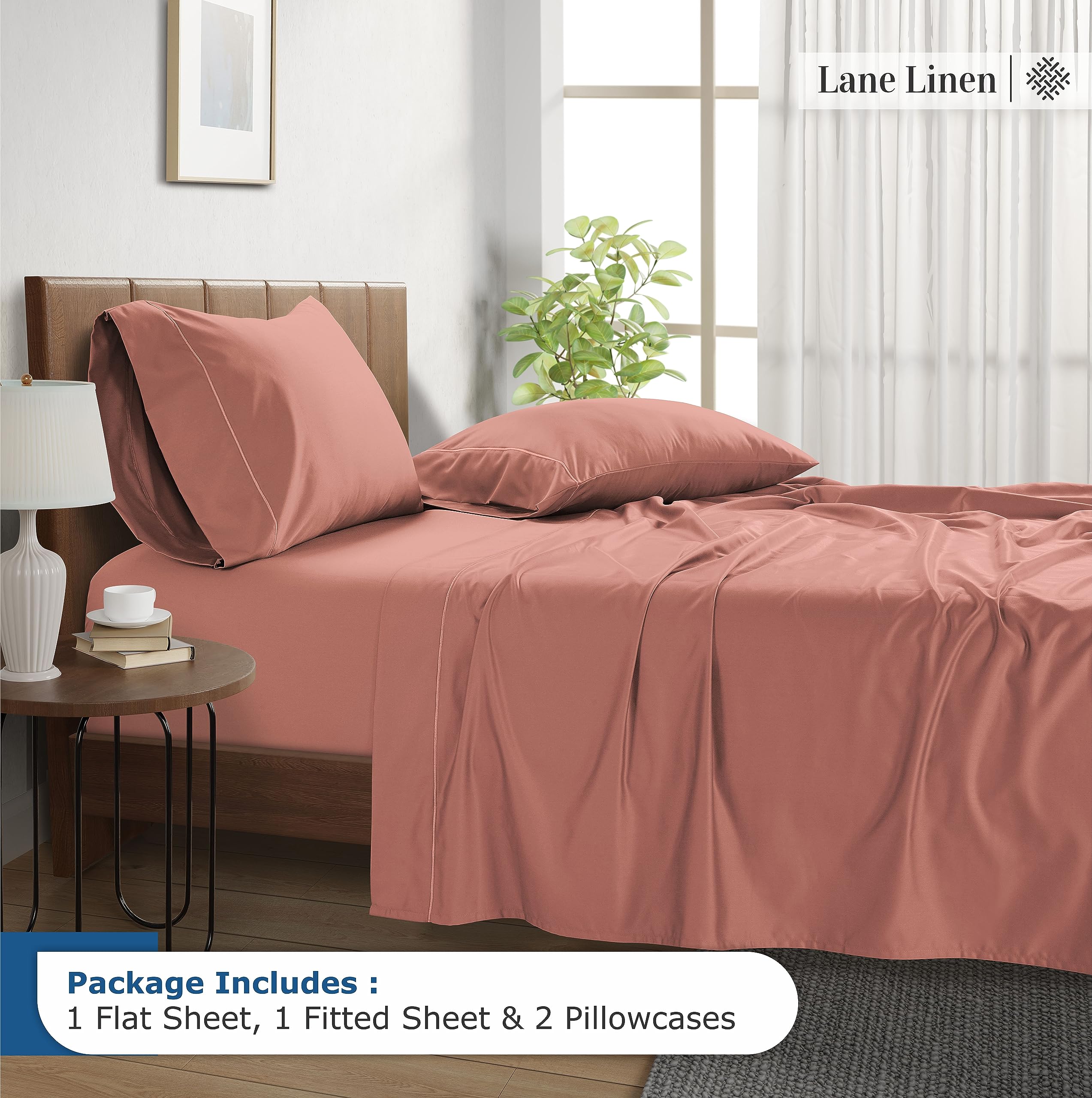 Foto 3 | Juego De Sábanas Lane Linen, 100% Algodón Egipcio, Modelo Queen, 1500 Hilos, 4 Unidades - Venta Internacional.