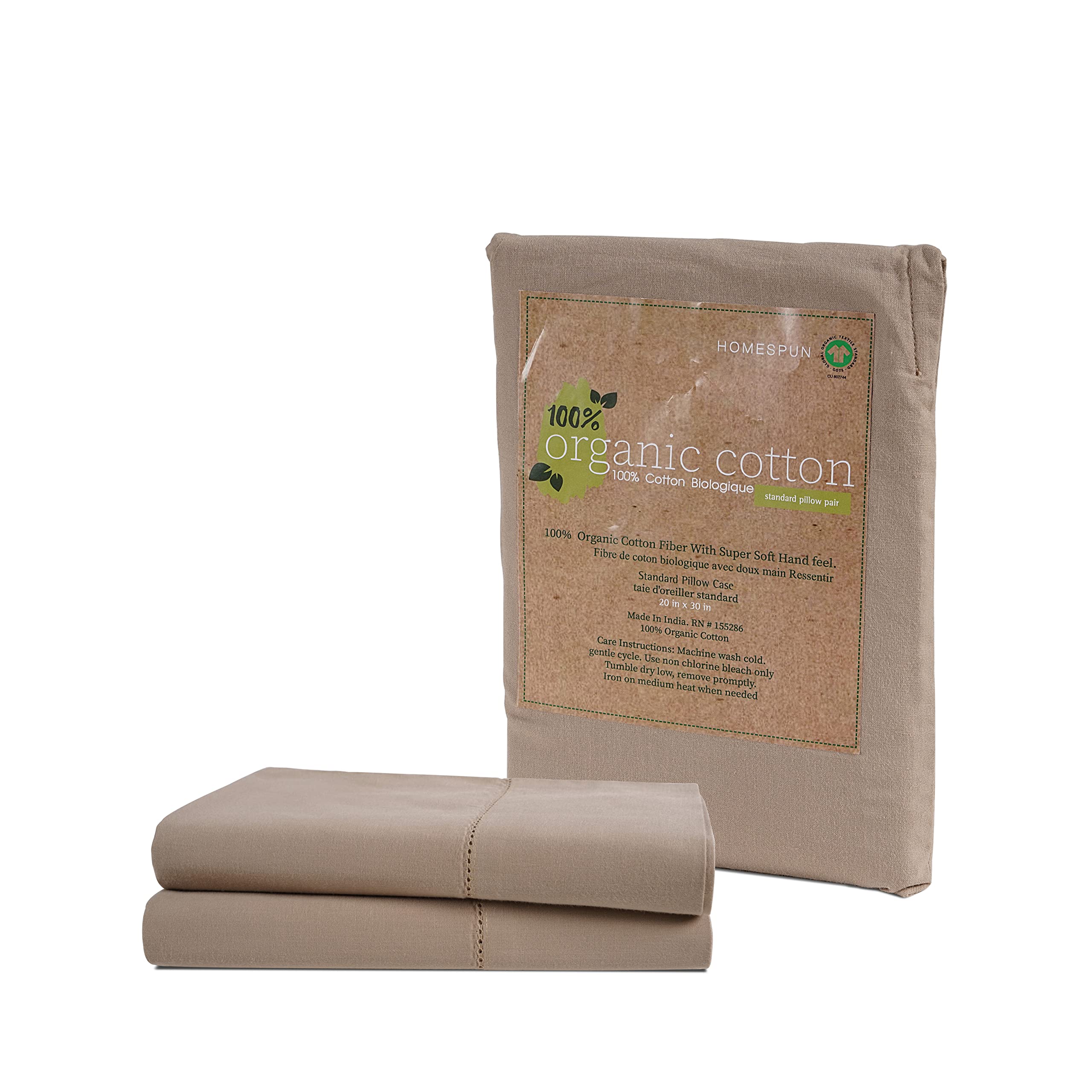 Foto 1 | Fundas De Almohada Lane Linen 100% Algodón Orgánico Tamaño King Size (50 X 90 Cm) - Venta Internacional.