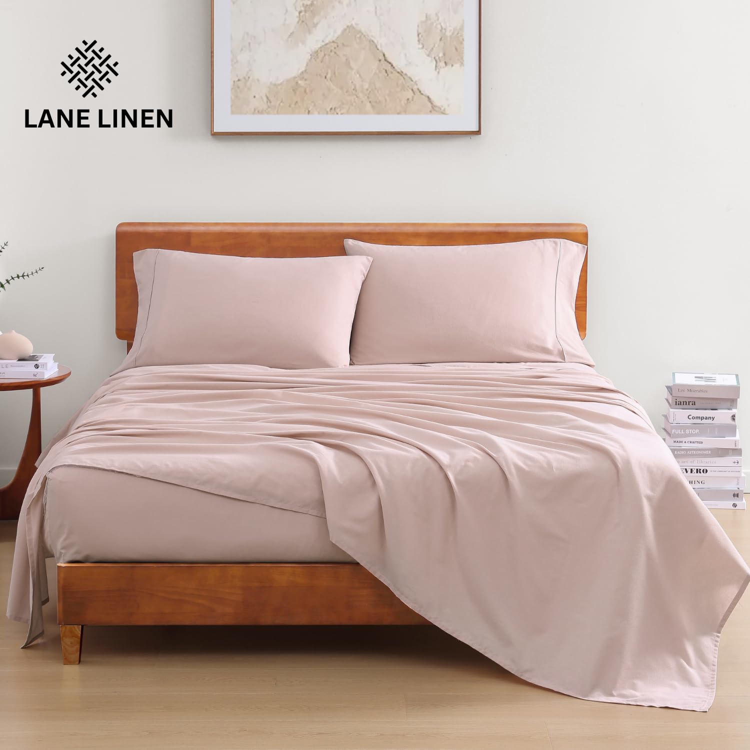 Foto 2 | Juego De Sábanas Lane Linen, 100% Algodón Orgánico, Twin Xl, Color Sepia Rosa - Venta Internacional.