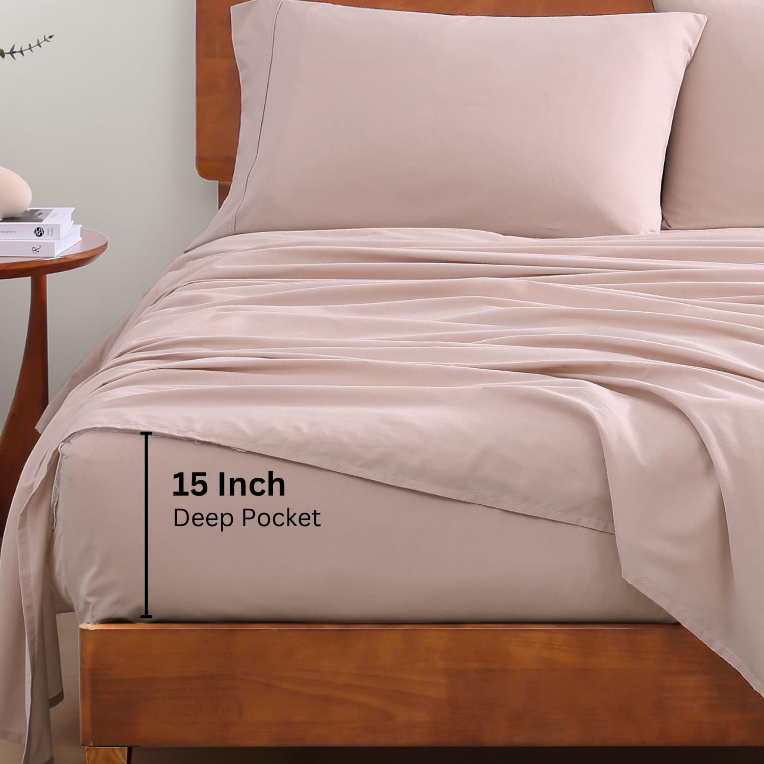 Foto 5 | Juego De Sábanas Lane Linen, 100% Algodón Orgánico, Twin Xl, Color Sepia Rosa - Venta Internacional.