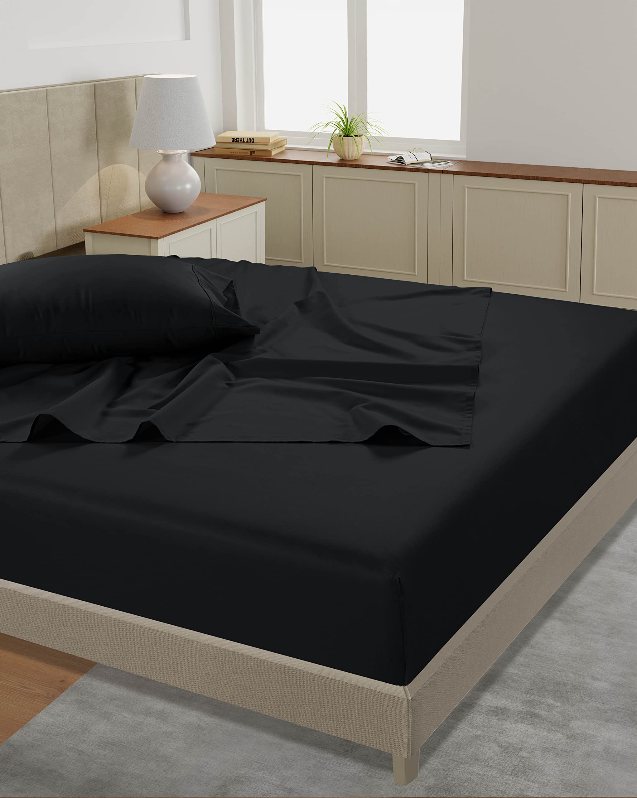 Foto 4 | Sábanas Lane Linen, Tamaño Queen, 450 Hilos, 100% Algodón, Color Negro - Venta Internacional.