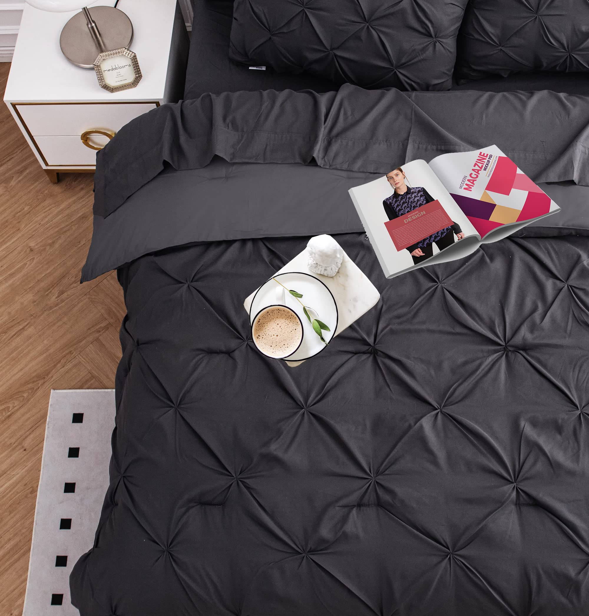 Foto 5 | Juego De Edredón Lane Linen De Tamaño Completo Con Sábanas Y Fundas De Almohada, Color Gris - Venta Internacional.