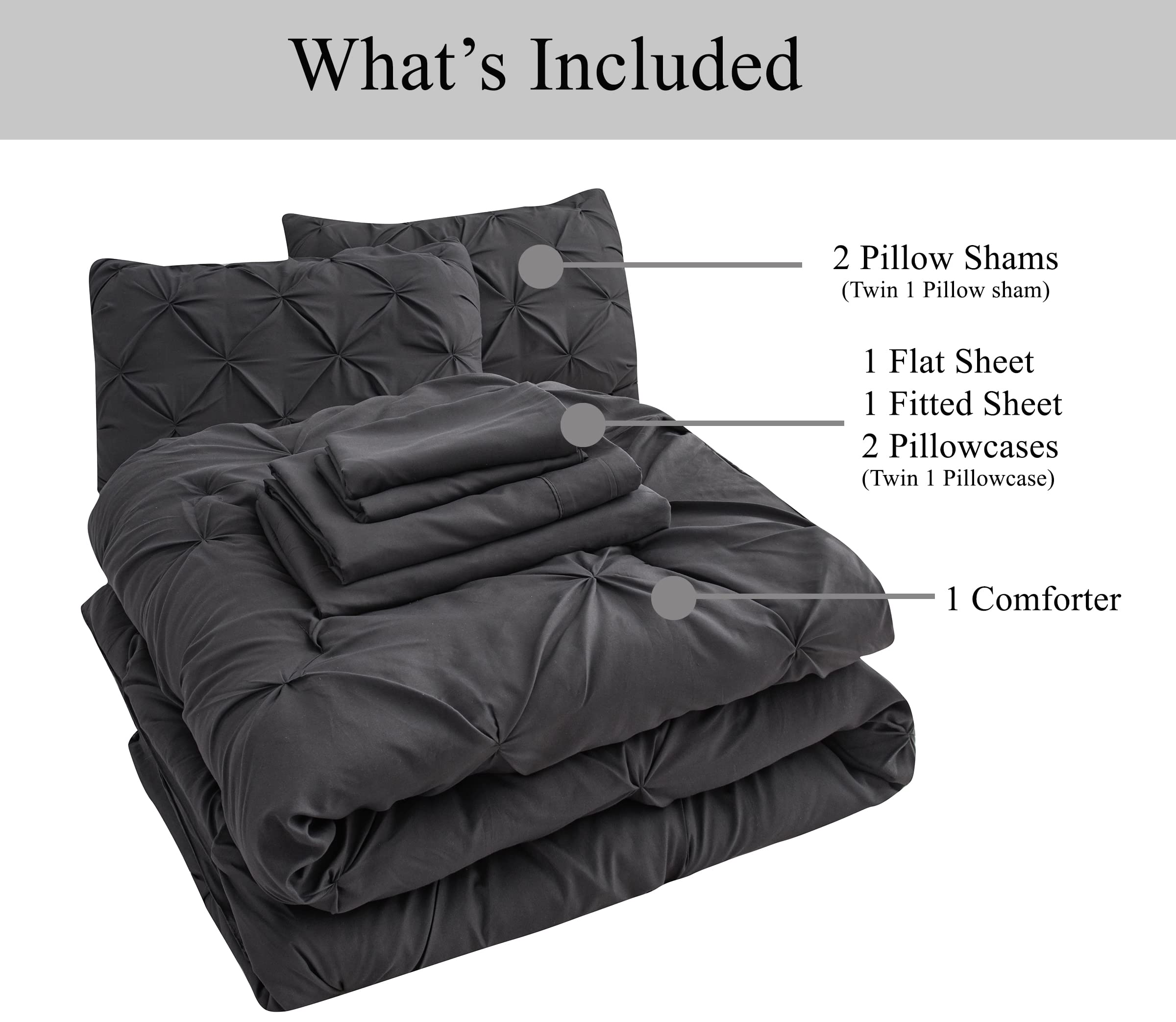 Foto 6 | Juego De Edredón Lane Linen De Tamaño Completo Con Sábanas Y Fundas De Almohada, Color Gris - Venta Internacional.