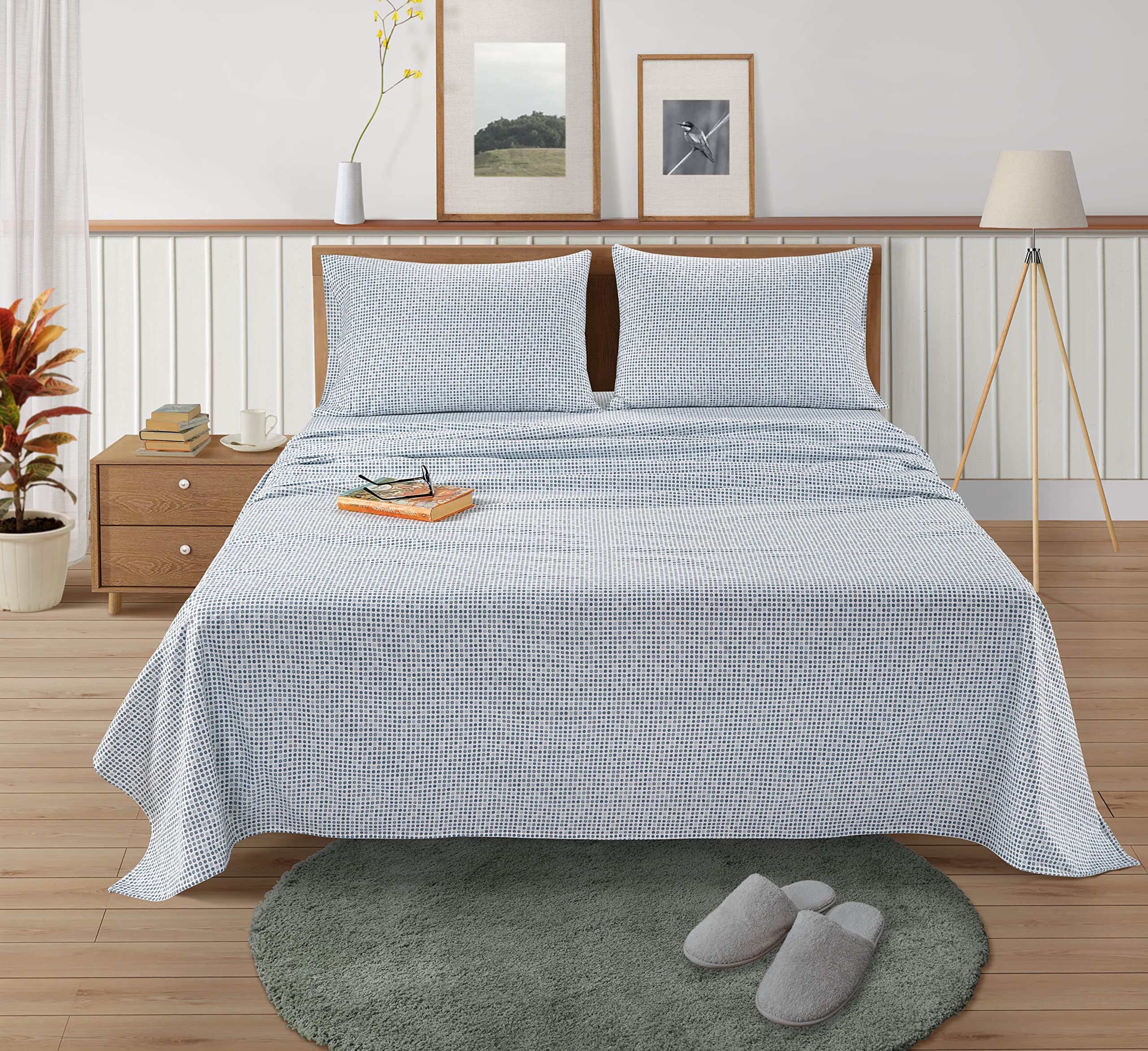 Foto 2 | Juego De Sábanas De Franela Lane Linen, 100% Algodón, Tamaño King, Lunares - Venta Internacional.