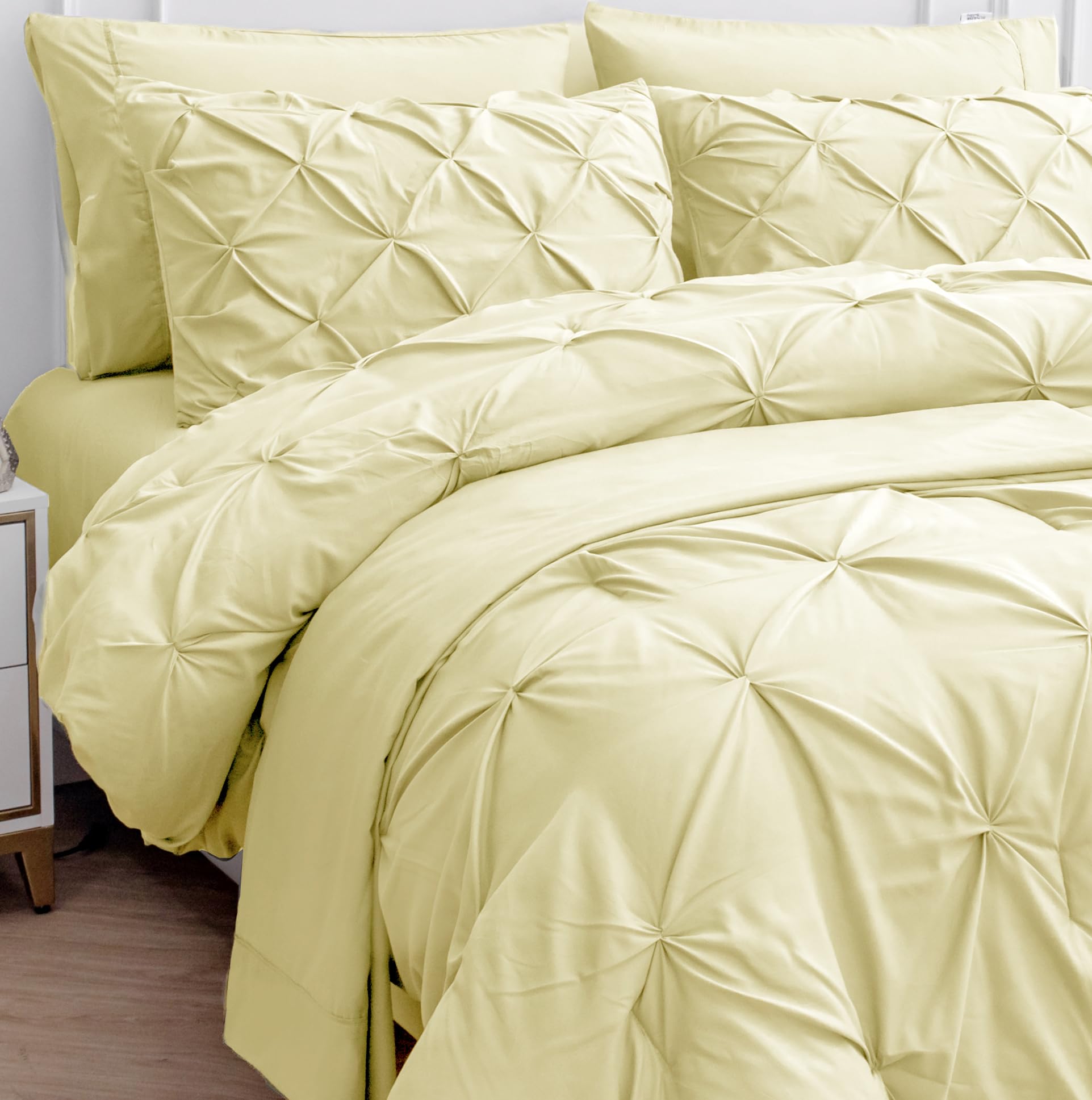 Juego De Edredón Lane Linen Para Cama King Size De 7 Piezas En Una Bolsa, Color Vainilla - Venta Internacional. $2,188