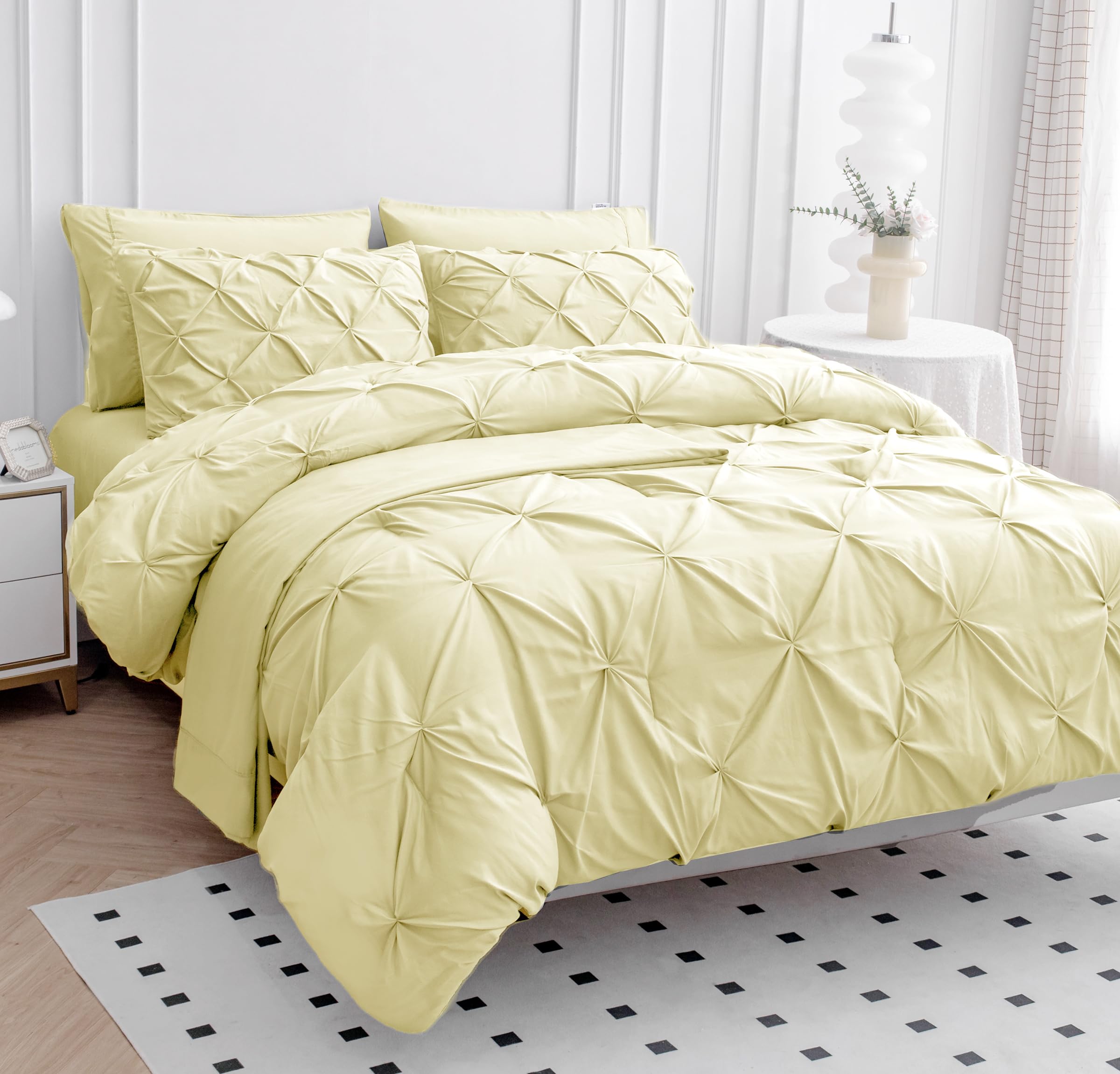Foto 4 pulgar | Juego De Edredón Lane Linen Para Cama King Size De 7 Piezas En Una Bolsa, Color Vainilla - Venta Internacional.