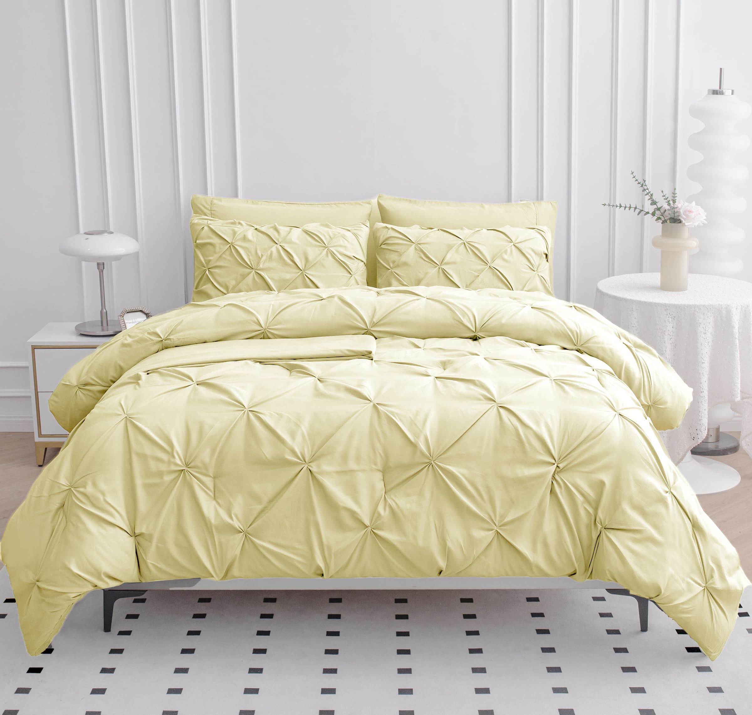 Foto 5 pulgar | Juego De Edredón Lane Linen Para Cama King Size De 7 Piezas En Una Bolsa, Color Vainilla - Venta Internacional.