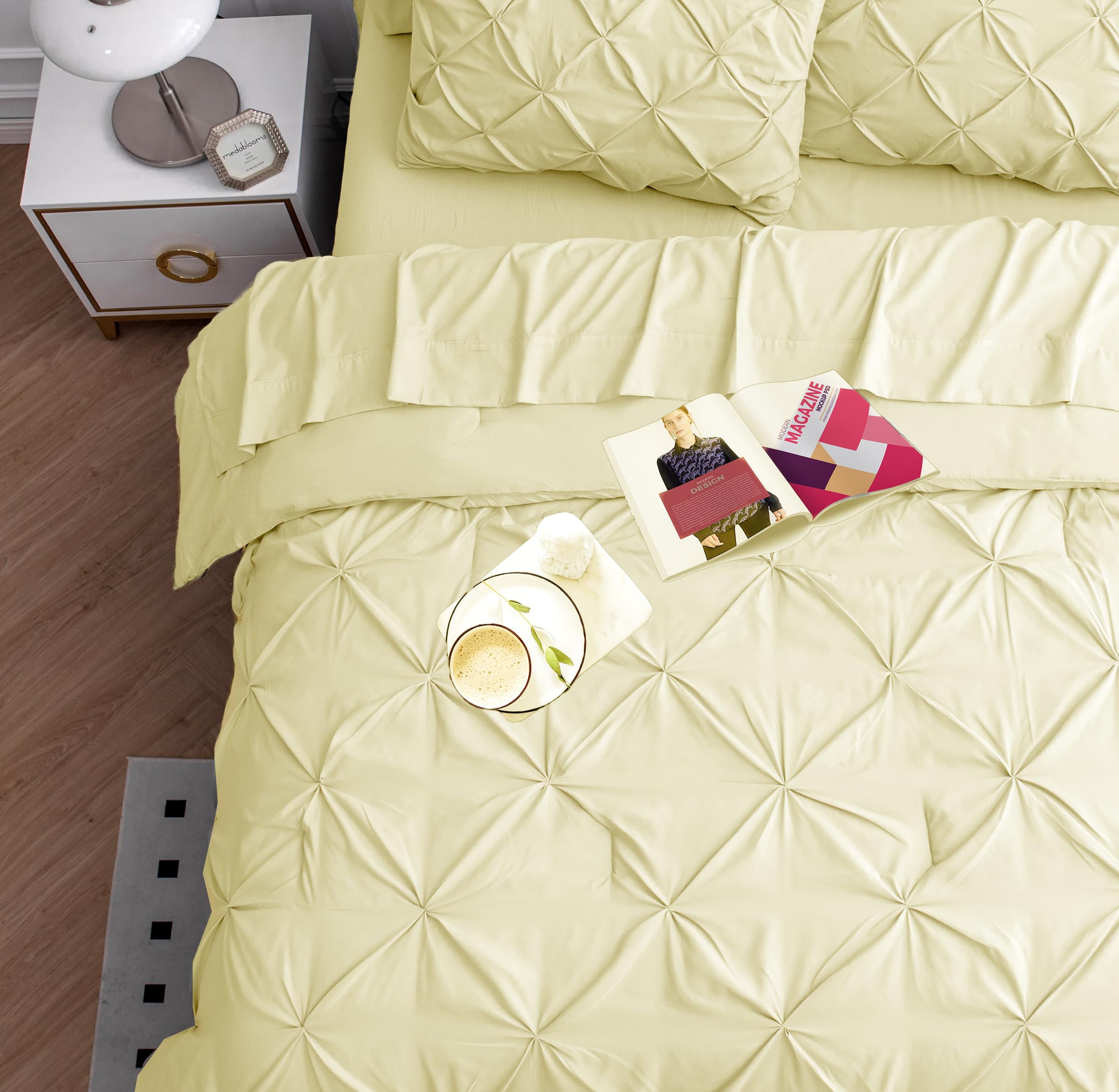 Foto 7 pulgar | Juego De Edredón Lane Linen Para Cama King Size De 7 Piezas En Una Bolsa, Color Vainilla - Venta Internacional.