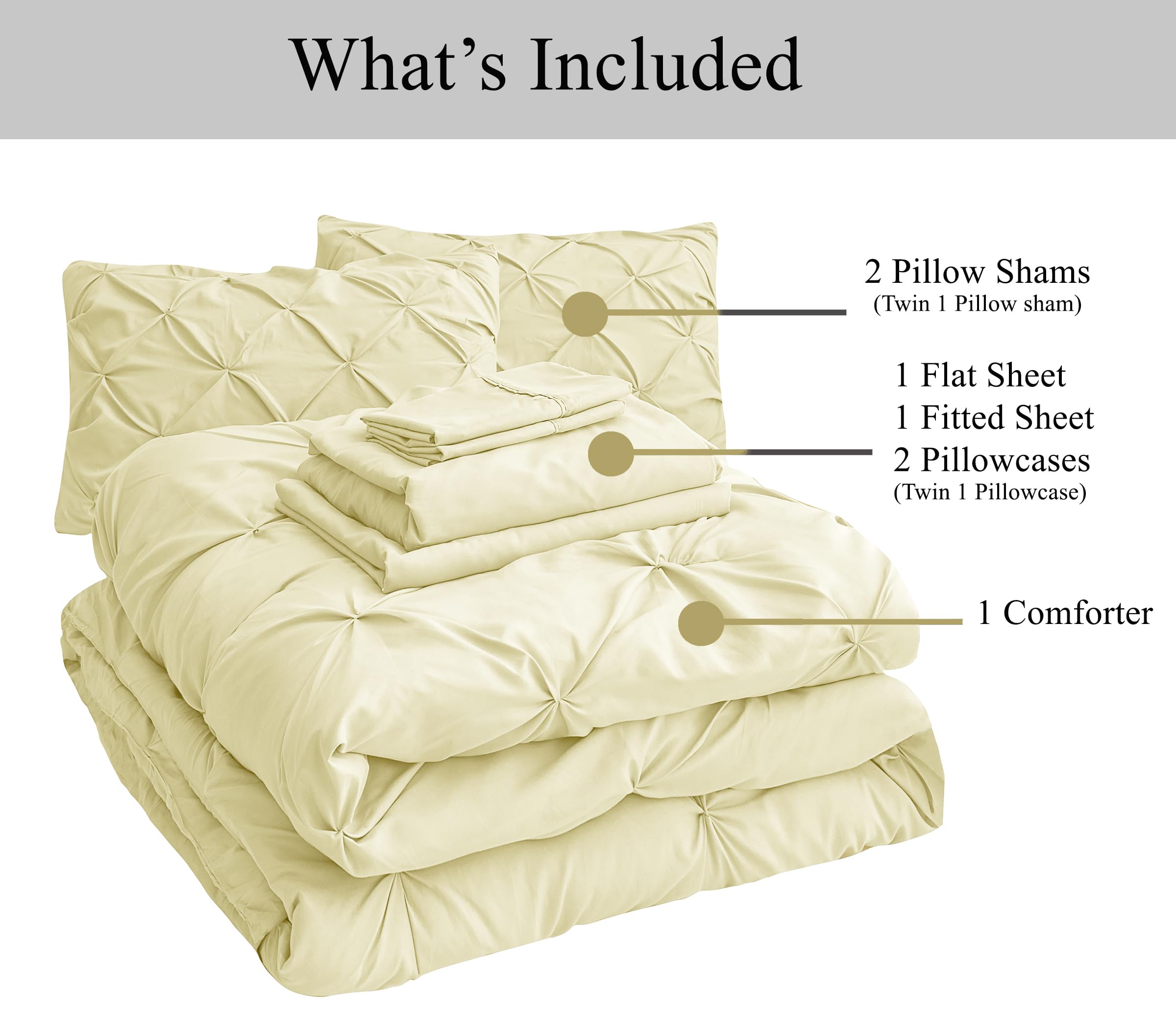 Foto 8 pulgar | Juego De Edredón Lane Linen Para Cama King Size De 7 Piezas En Una Bolsa, Color Vainilla - Venta Internacional.