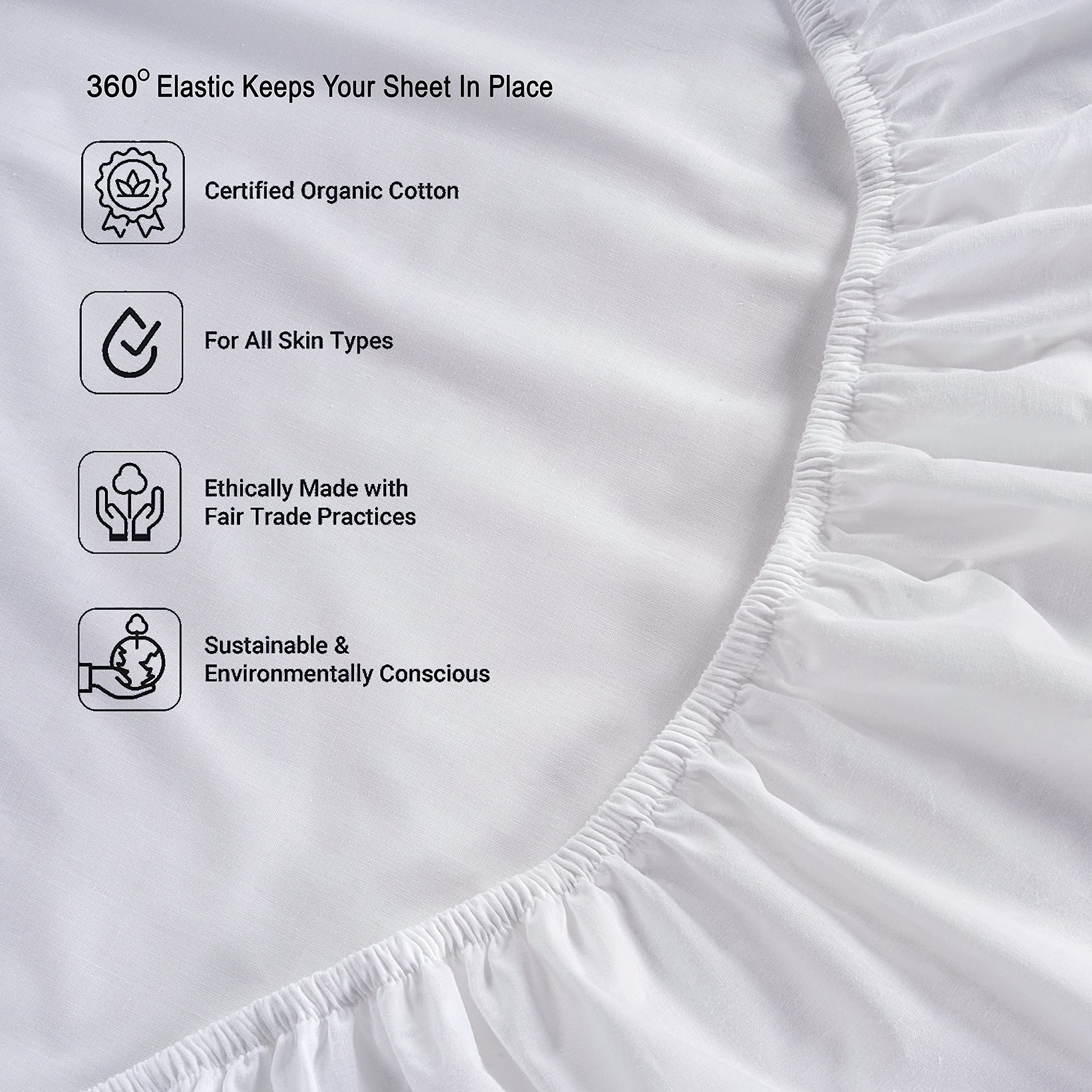 Foto 5 | Sábana Bajera Lane Linen Tamaño King, 100% Algodón Orgánico, Color Blanco - Venta Internacional.