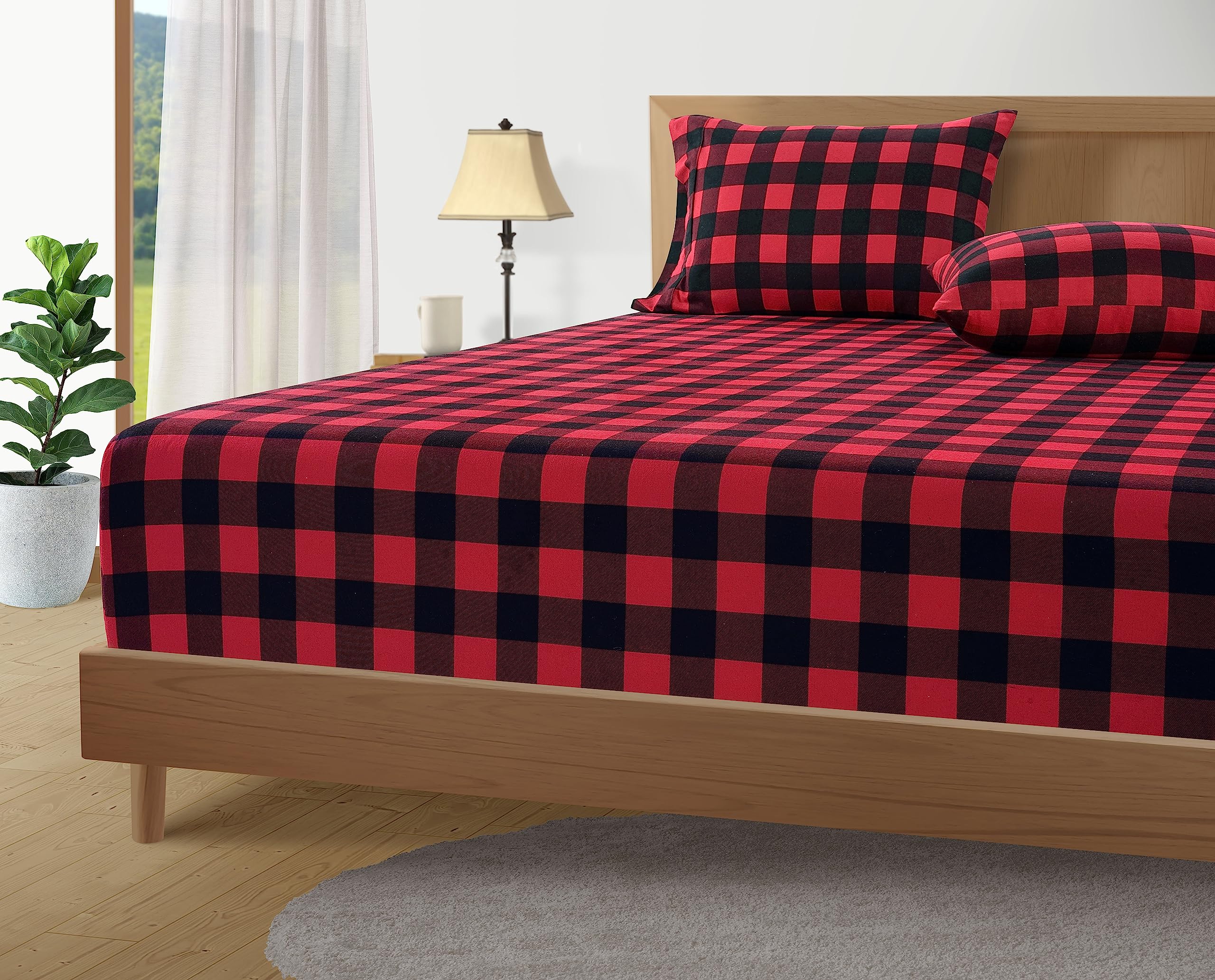 Foto 3 | Juego De Sábanas Lane Linen De Franela 100% Algodón, Talla Doble, Color Rojo - Venta Internacional.