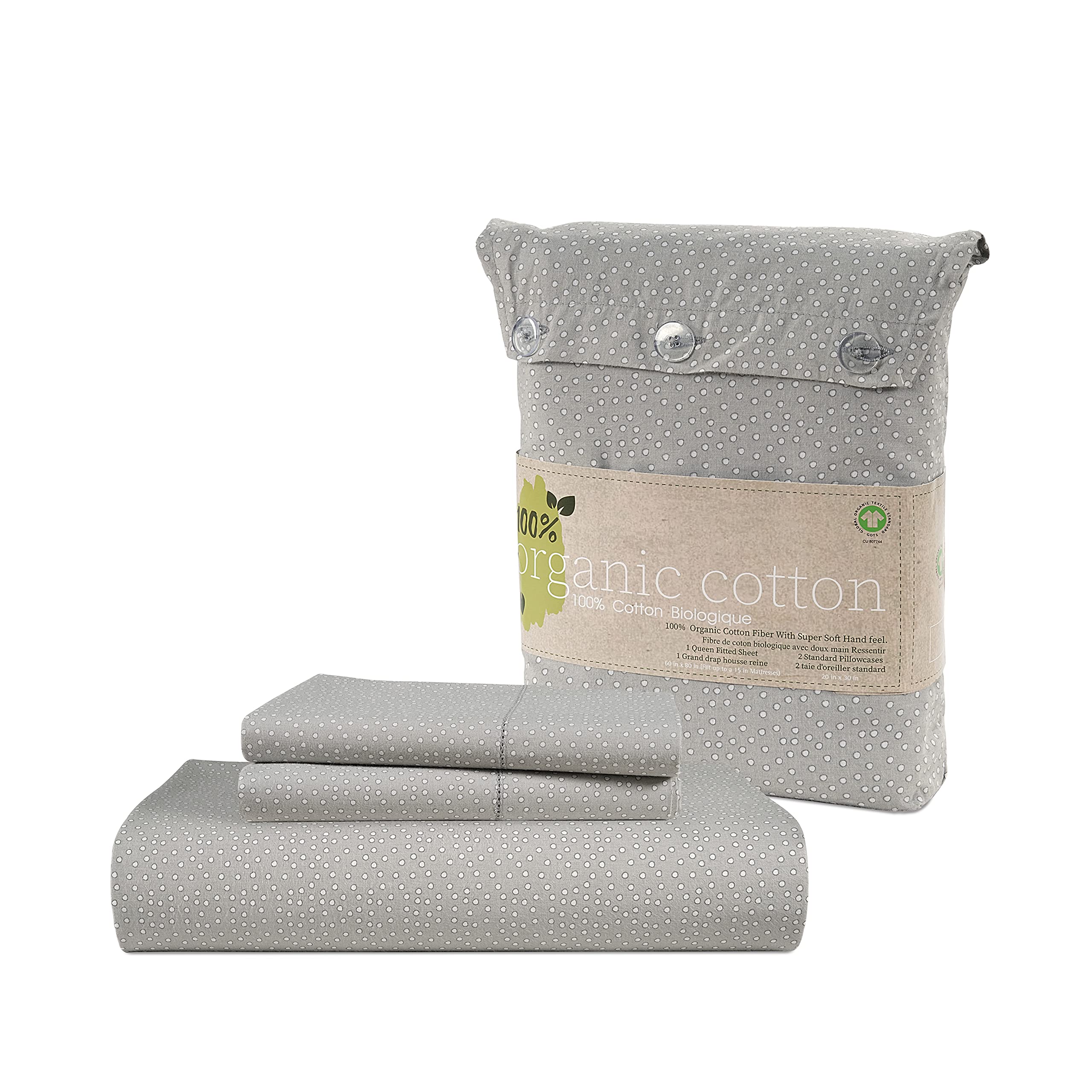 Sábana Bajera Lane Linen Twin Xl, 100% Algodón Orgánico, Color Gris - Venta Internacional.